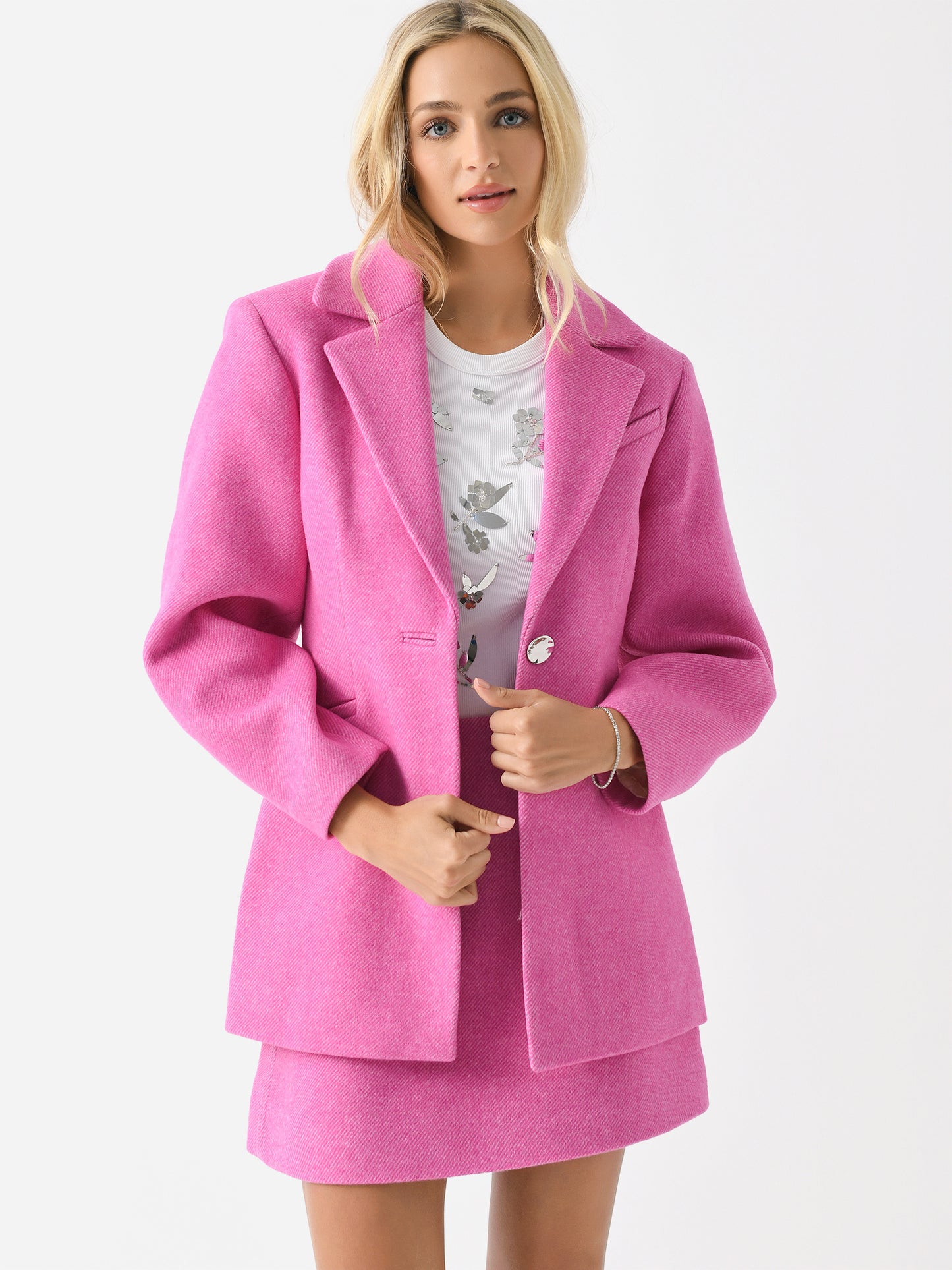 GANNI Women's Twill Wool Suiting Fitted Blazer - Saint Bernard