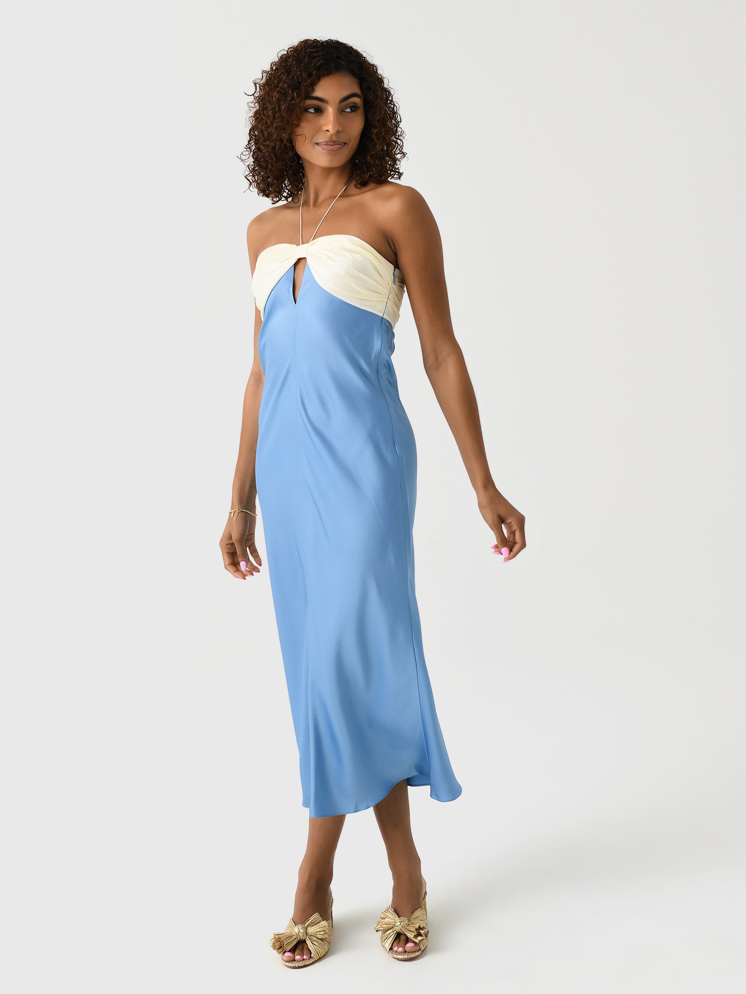 Anna October Women's Brigid Midi Dress, Sky Blue/Ivory, Polyester | Size: Large | St. Bernard Anna October Women's Brigid Midi Dress, Sky Blue/Ivory, Polyester | Size: Large | St. Bernard
