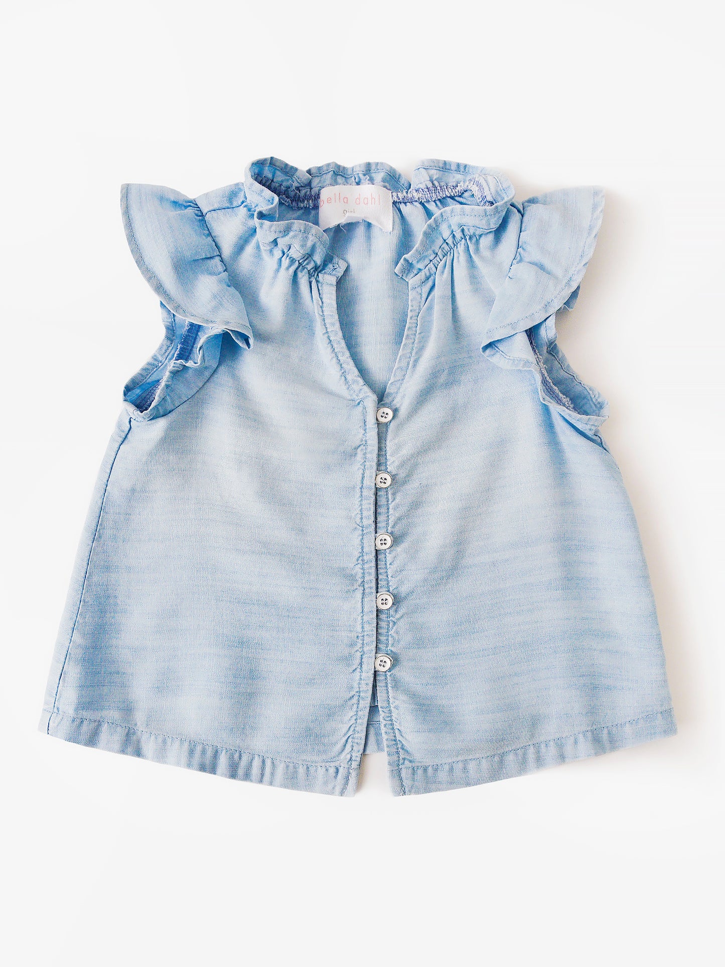 Bella Dahl Girls' Ruffle Button Front Top - Saint Bernard