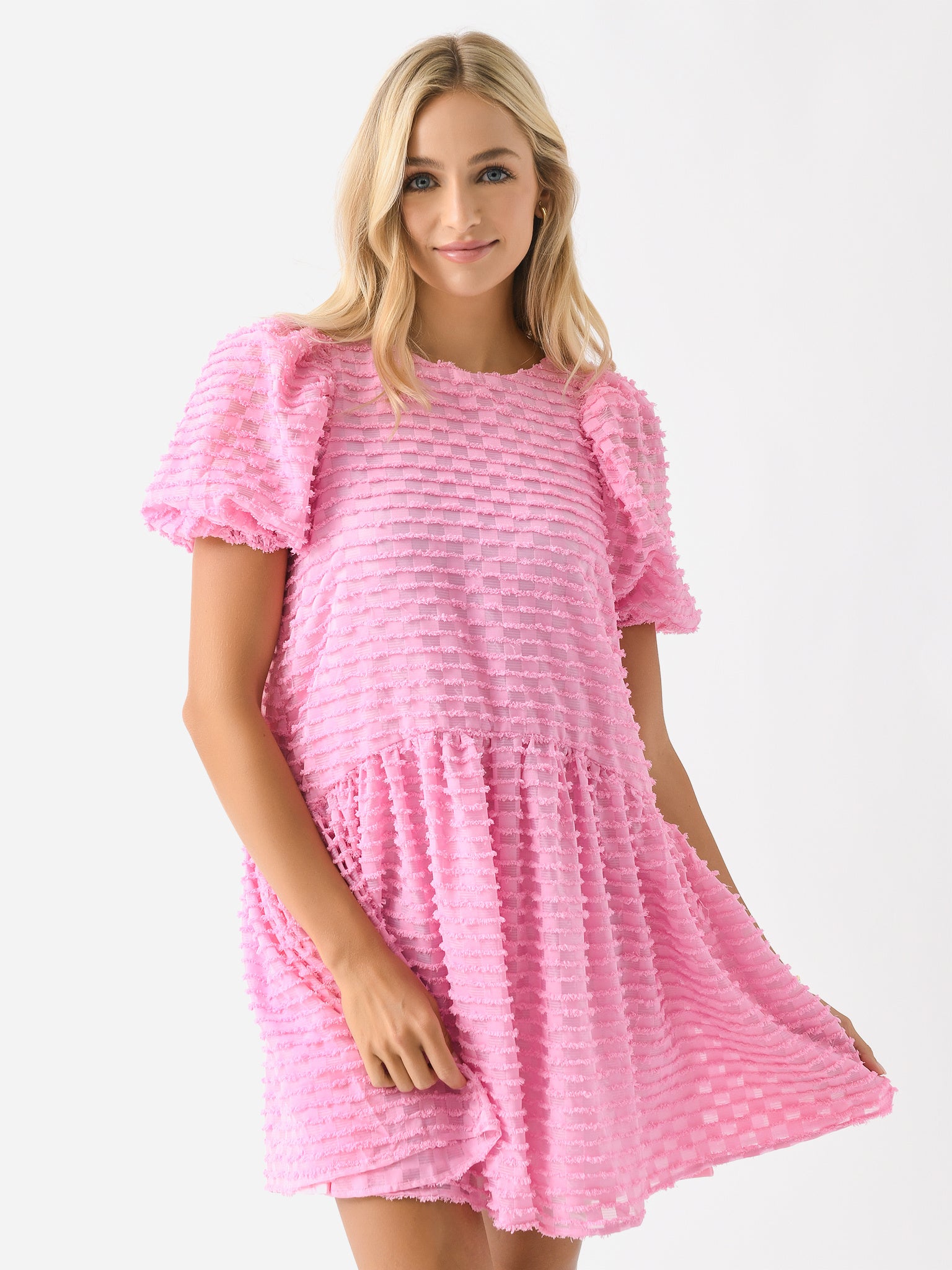 strapless open back dress Laurent Pink Babydoll Dress