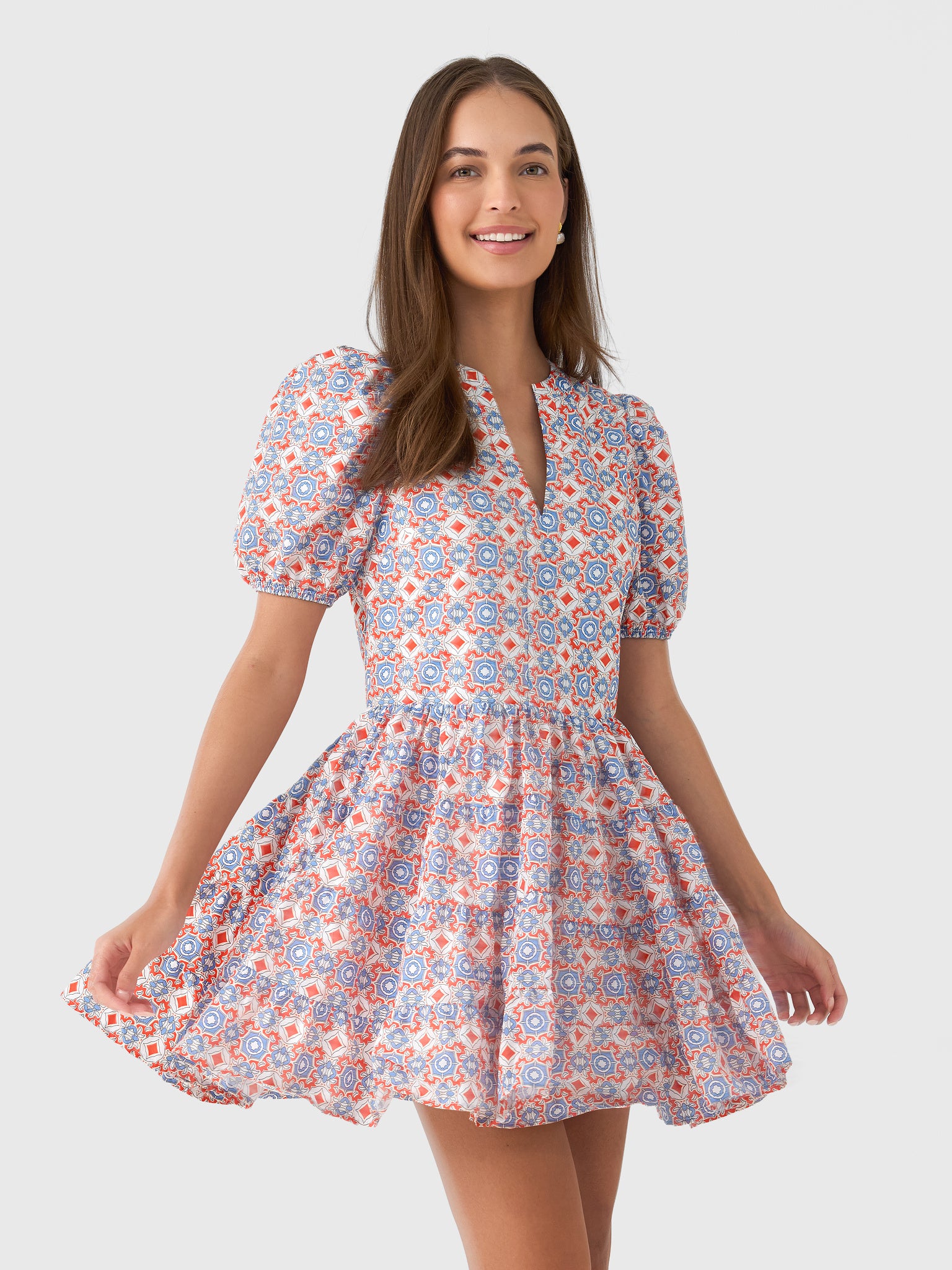 floral print puff sleeve mini dress Coconut Floral Print Puff Sleeve Mini Dress