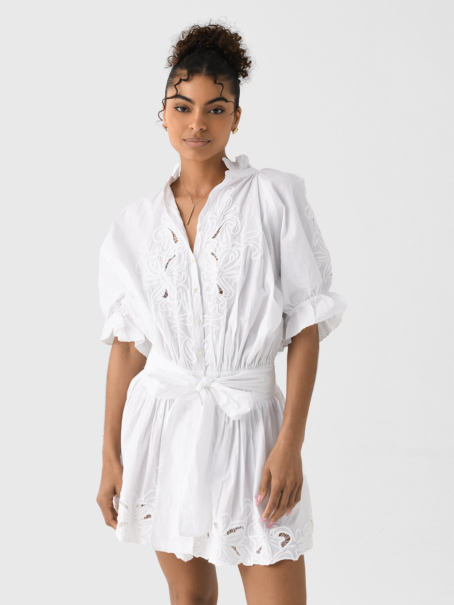 Juliet Dunn Women's Eyelet Embroidered Blouson Dress Saint Bernard Juliet Dunn Women's Eyelet Embroidered Blouson Dress Saint Bernard