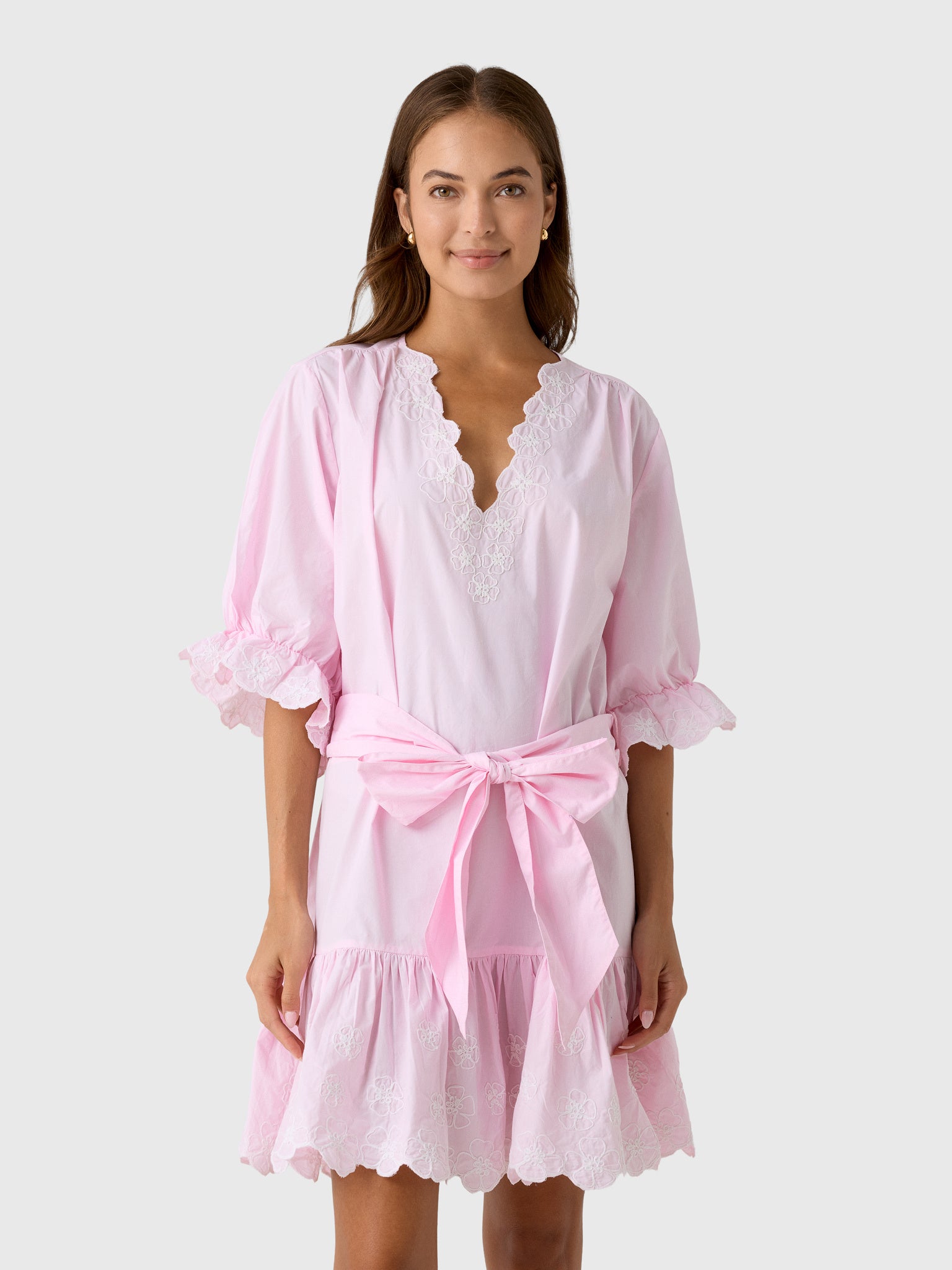 juliet dunn embroidered cotton poplin mini dress Women's Tie Waist Fit & Flare Colour:DEEP LAKE Relaxed fit with deep The Felicity Strapless Satin