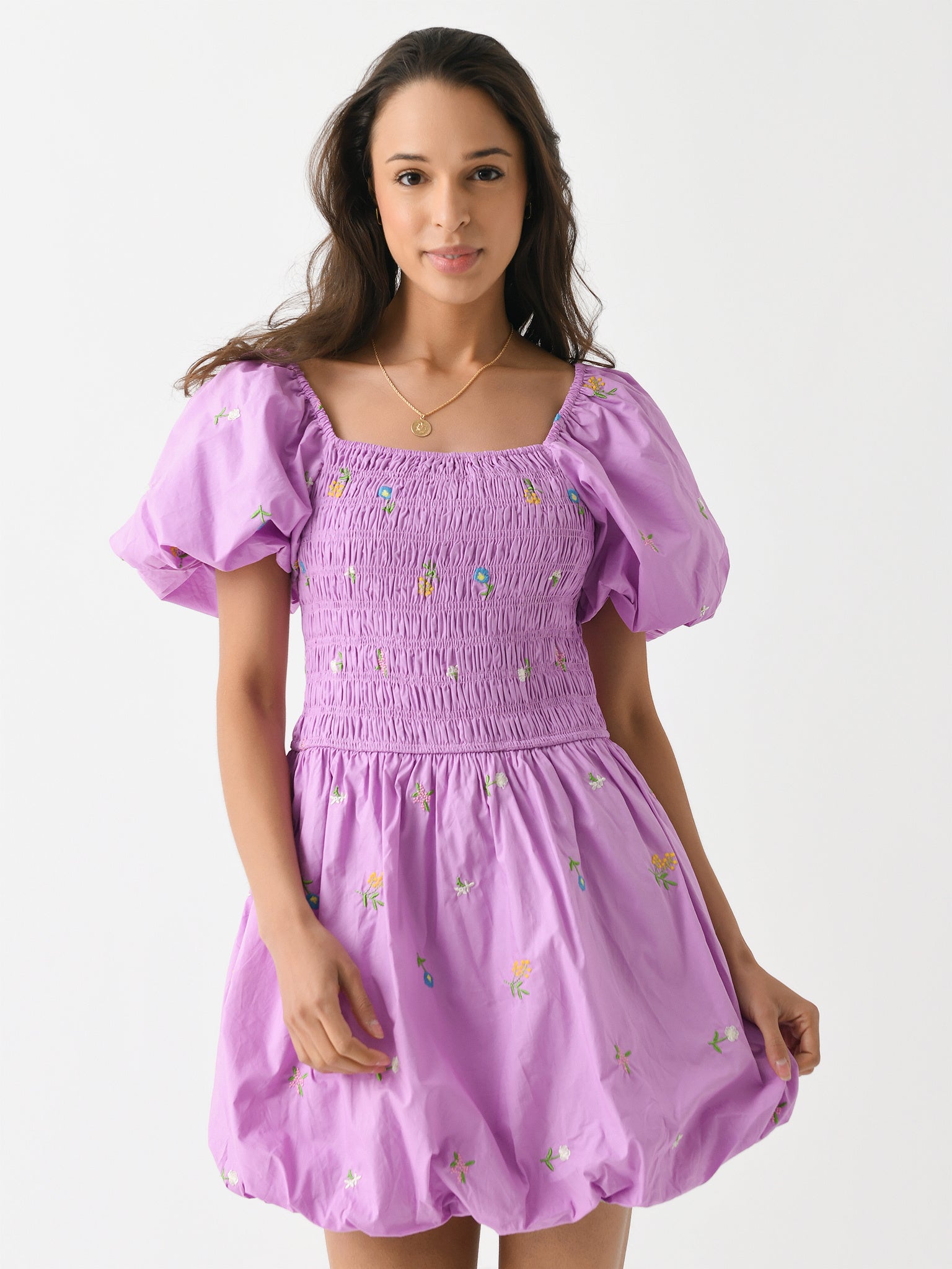 English Factory Women's Smocked Balloon Sleeve Dress English Factory Women's Smocked Balloon Sleeve Dress