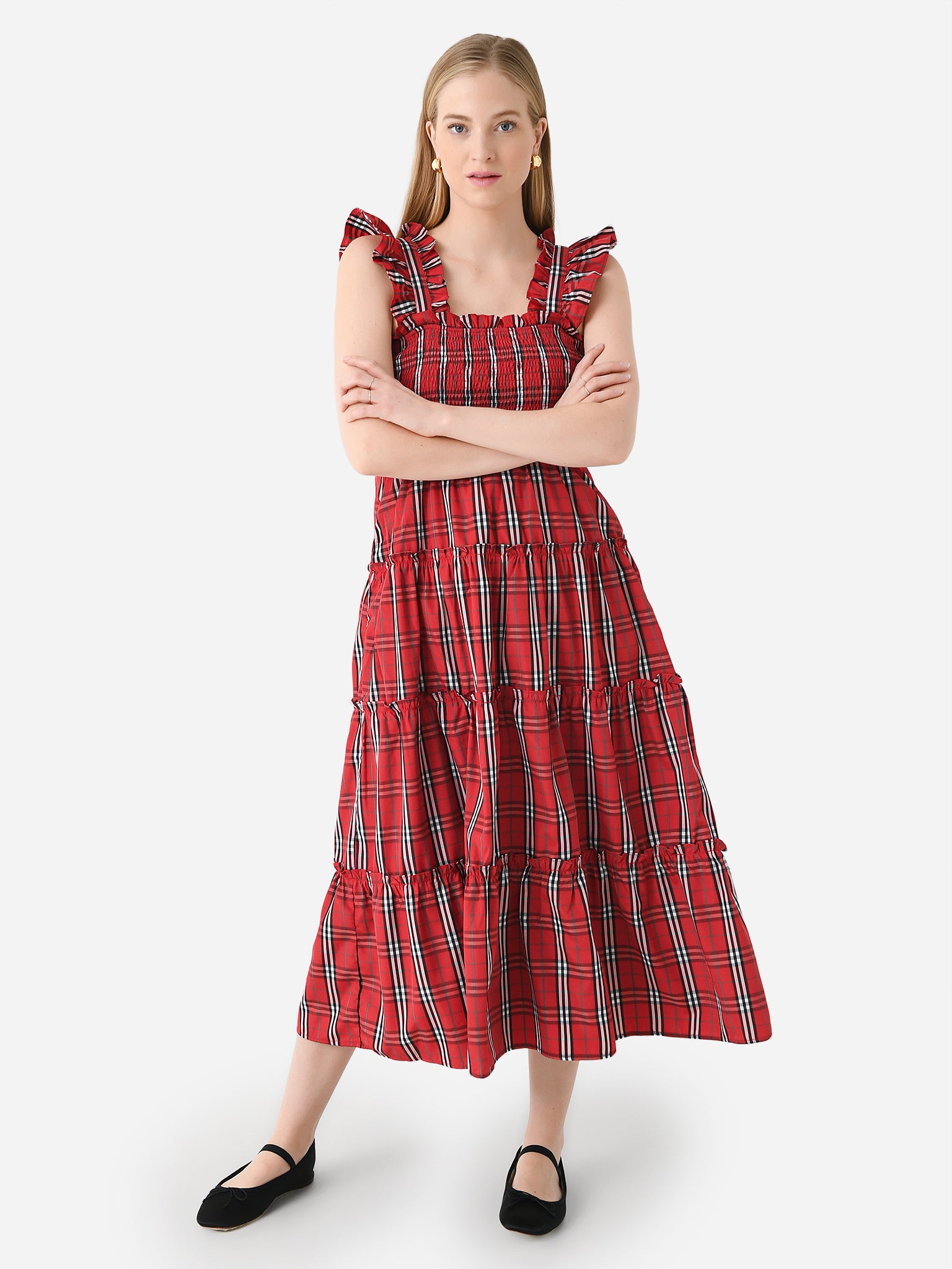 J. Marie Women's The Rayna Ruffle Strap Midi Dress J. Marie Women's The Rayna Ruffle Strap Midi Dress