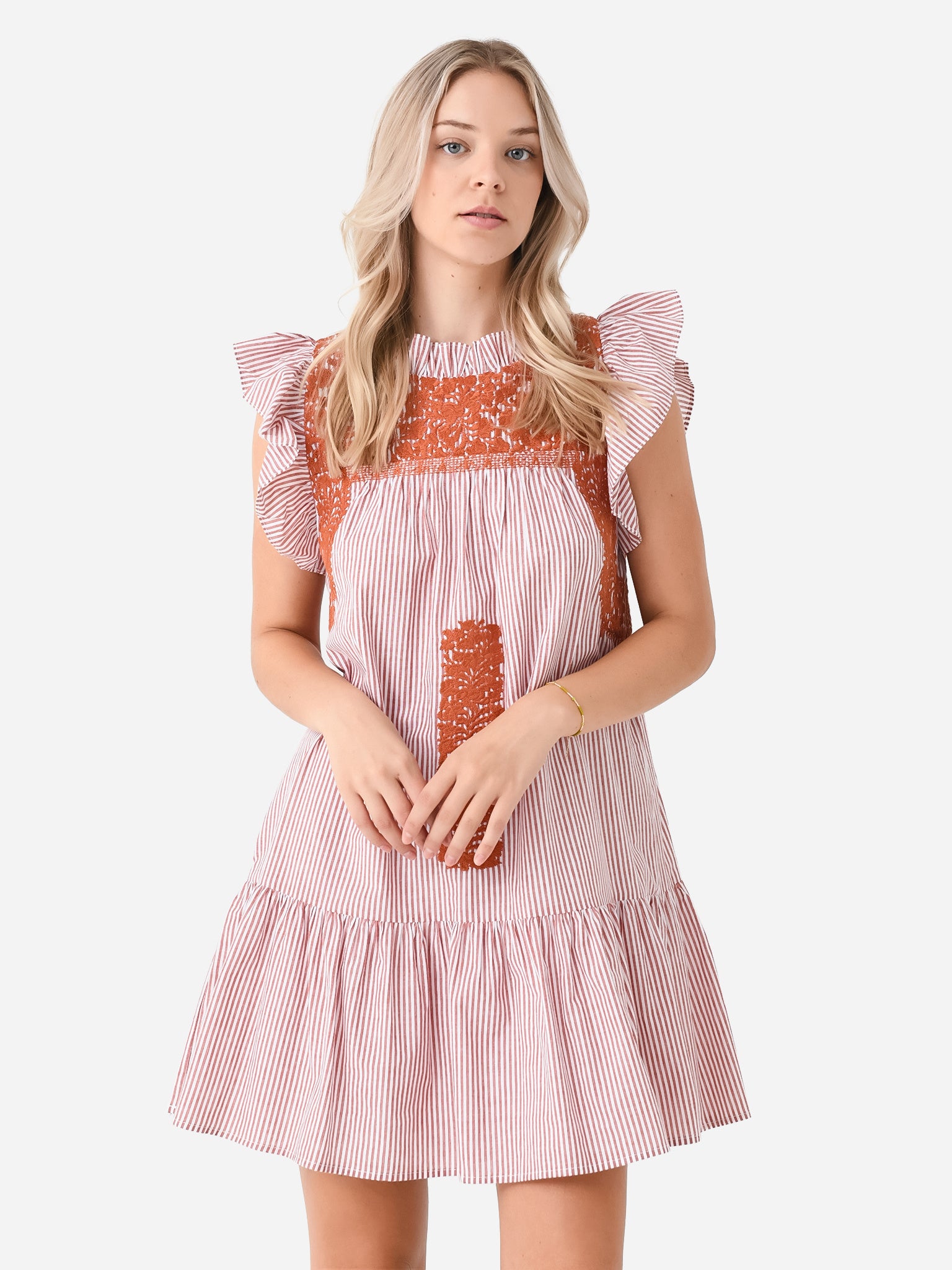 J. Marie Women's The Schafer Ruffle Neck Dress Saint Bernard J. Marie Women's The Schafer Ruffle Neck Dress Saint Bernard
