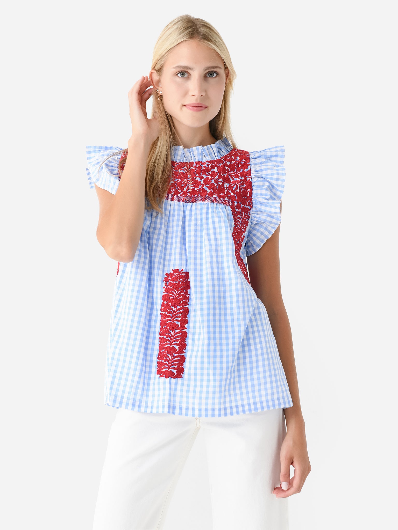 Marie Women's The Rebel Ruffle Neck Top Saint Bernard