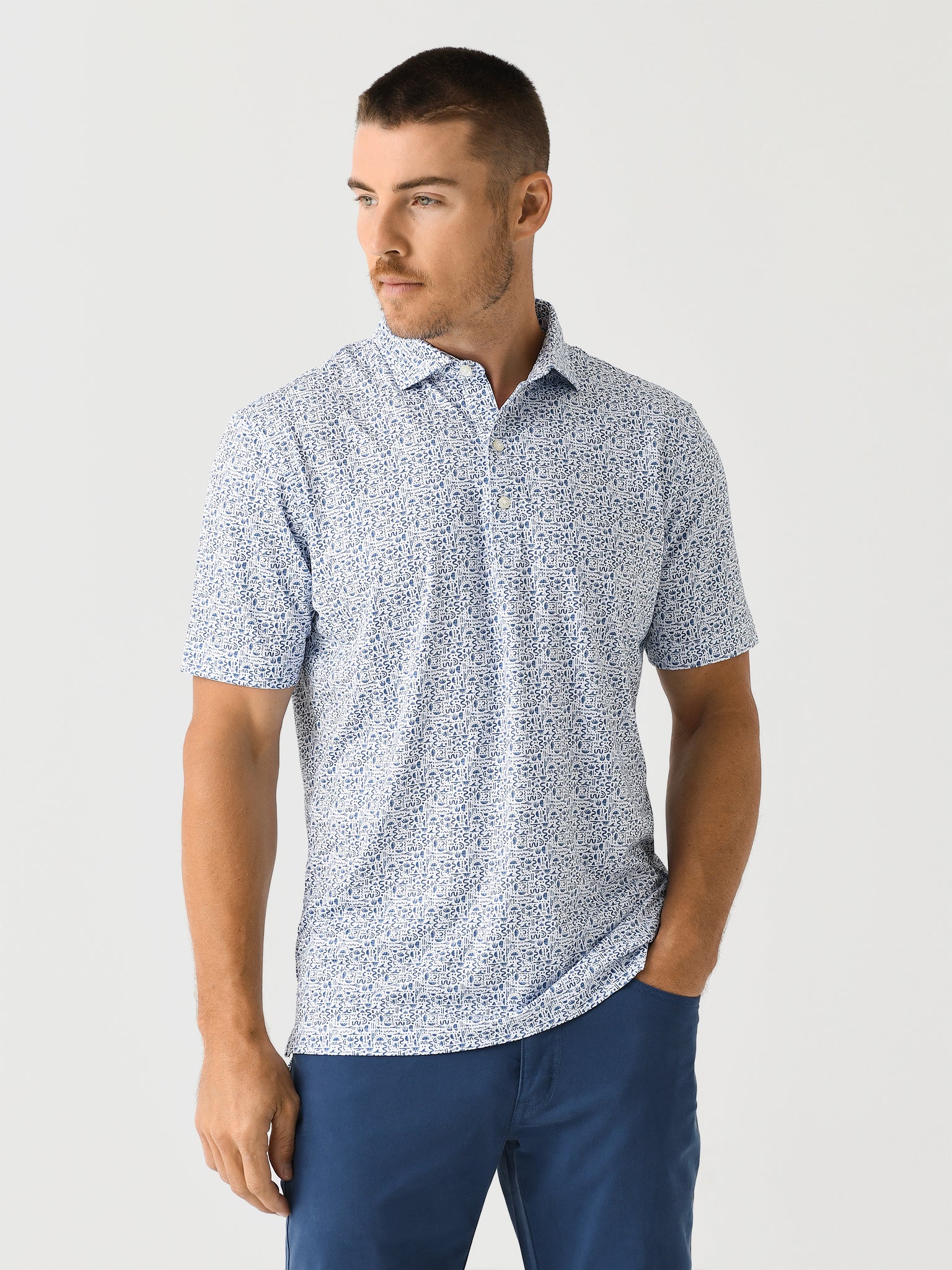 Johnnie-O - Manu Printed Polo - Lake