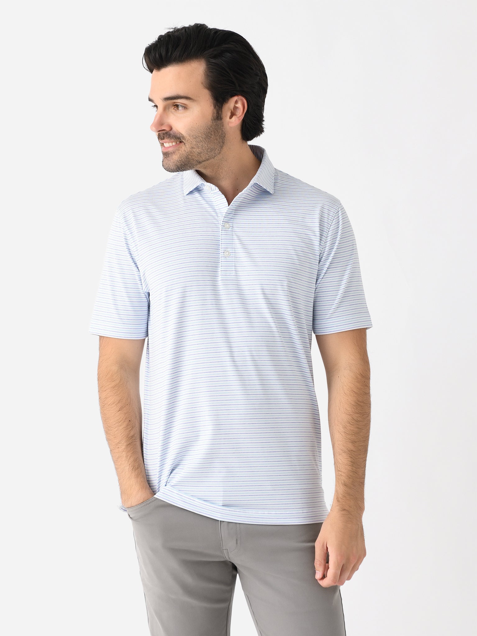Johnnie-O Men's Beach Break Performance Polo Shirt - White main image 1