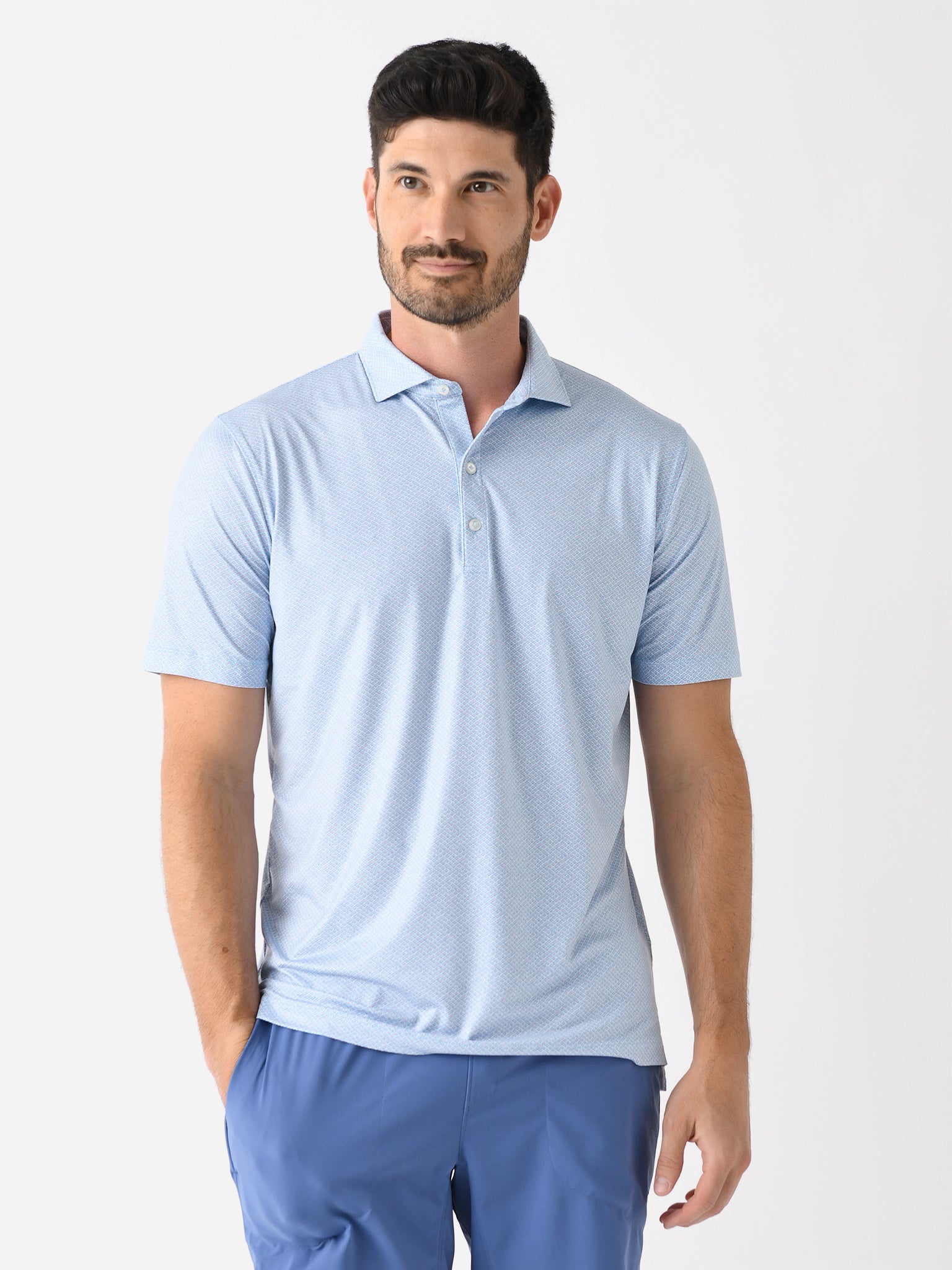 Johnnie-O - Gilbert Printed Mesh Performance Polo - White