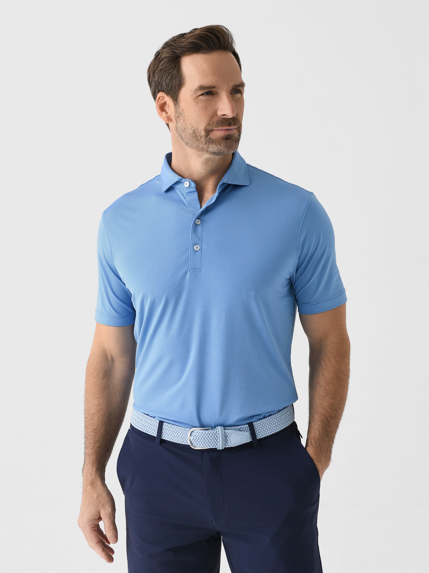 Johnnie-O Men's Lyndon Stripe Performance Jersey Polo - Saint Bernard