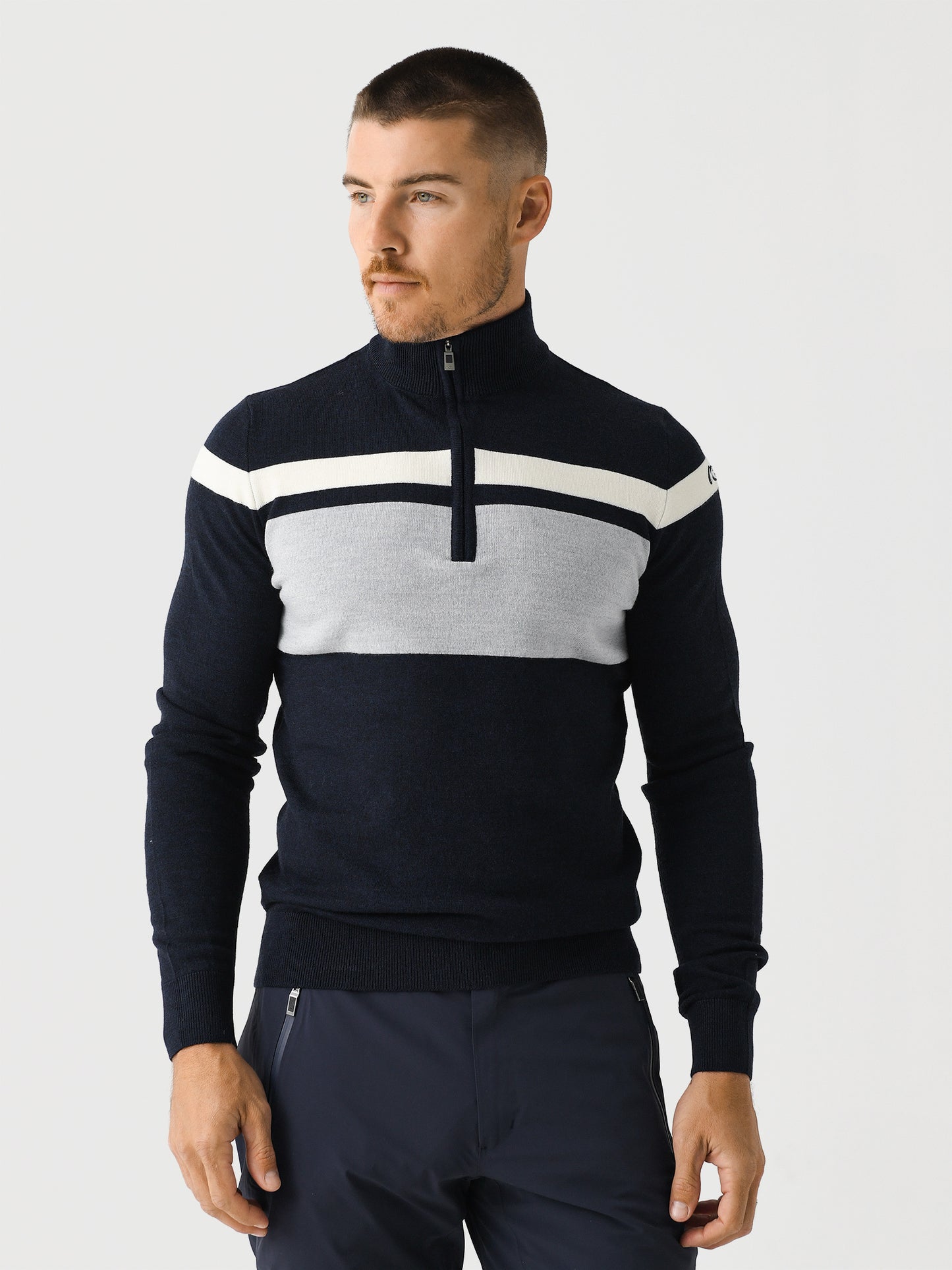 KJUS Men's Stripe Half-Zip Sweater - Saint Bernard
