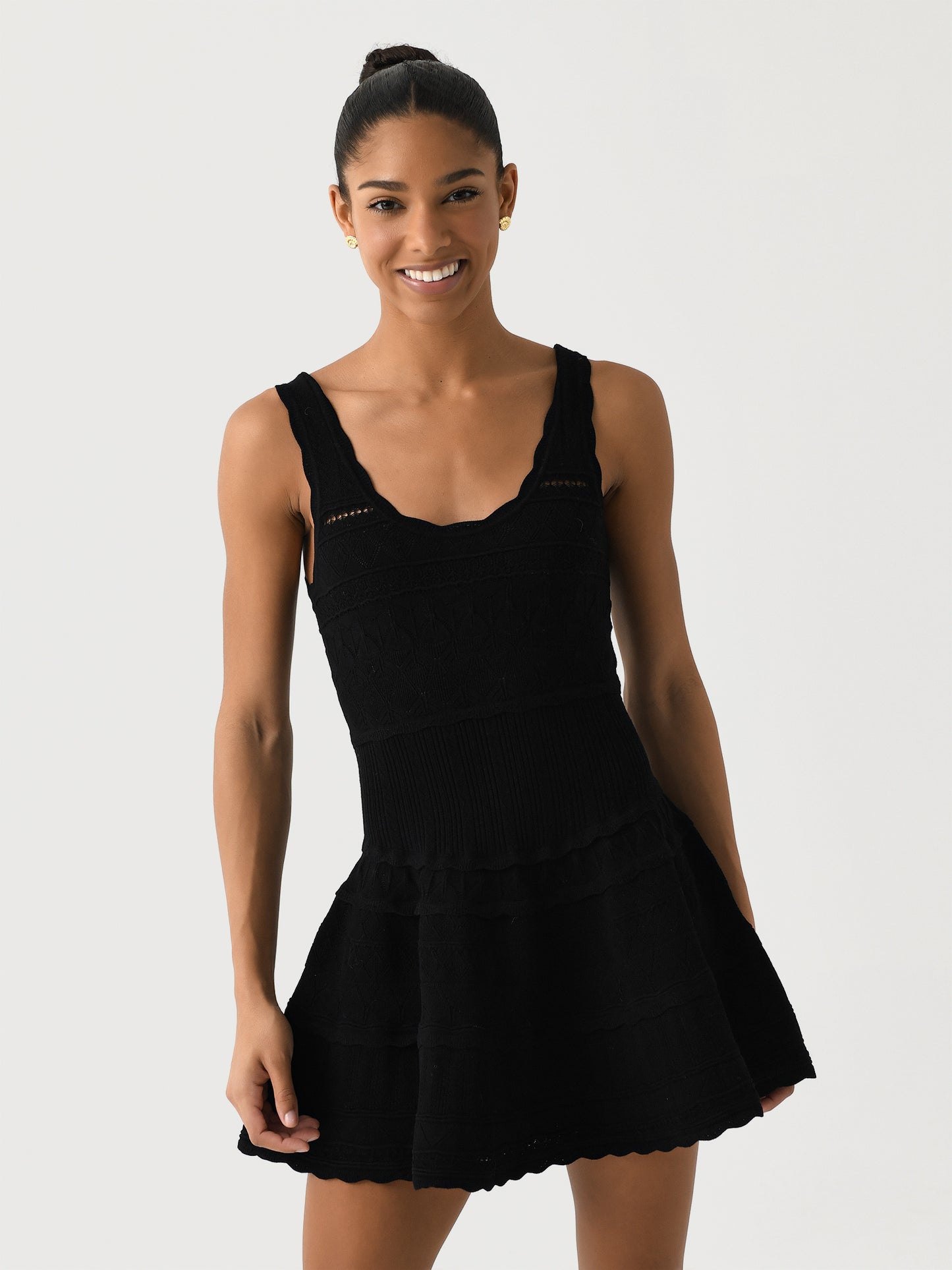 LoveShackFancy Women's Ronelle Pointelle Scallop Mini Dress - Saint Bernard