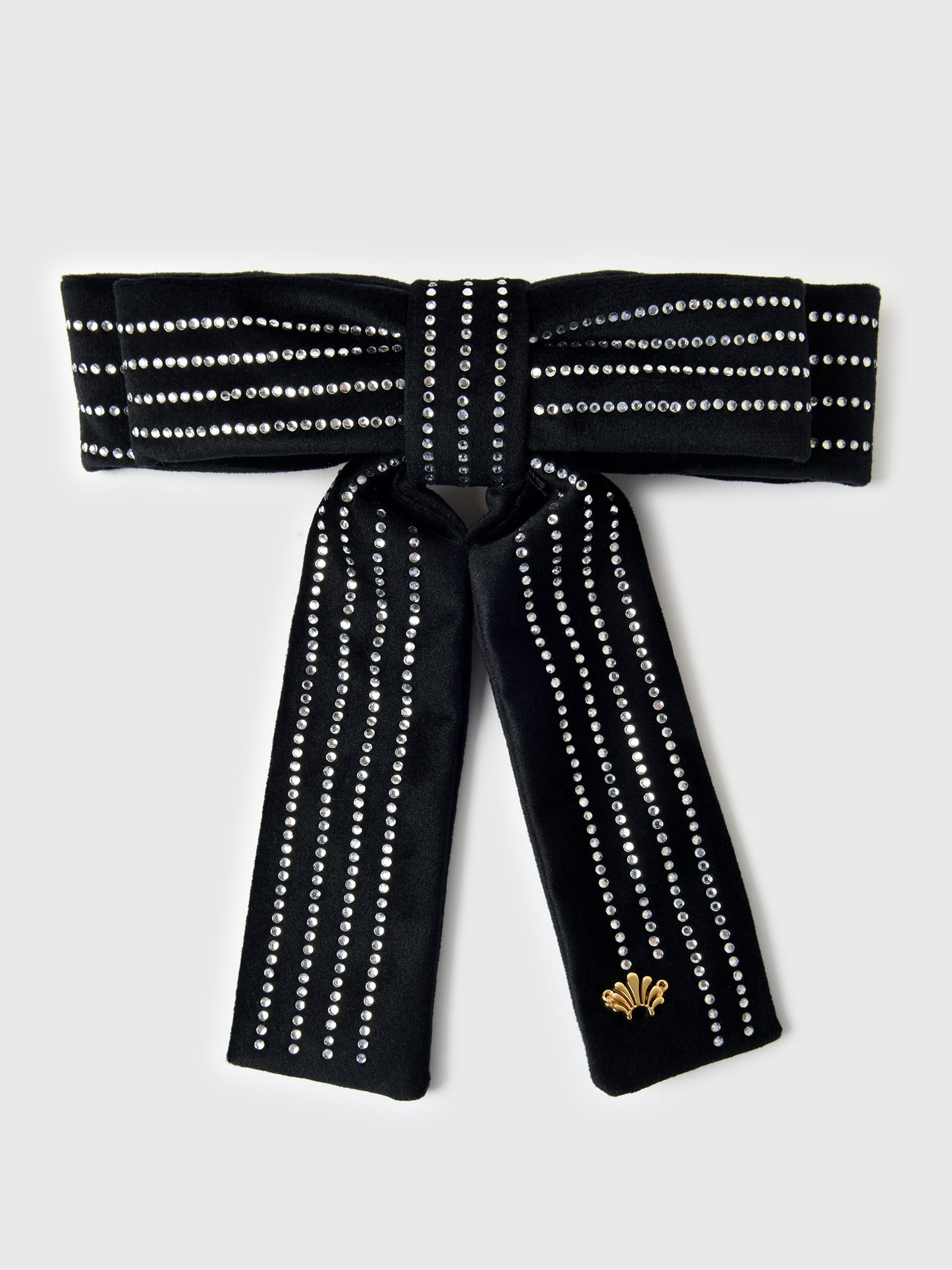 Lele Sadoughi Crystal Pinstripe Antoinette Bow Barrette in Jet Crystal Lele Sadoughi Crystal Pinstripe Antoinette Bow Barrette  main image 2