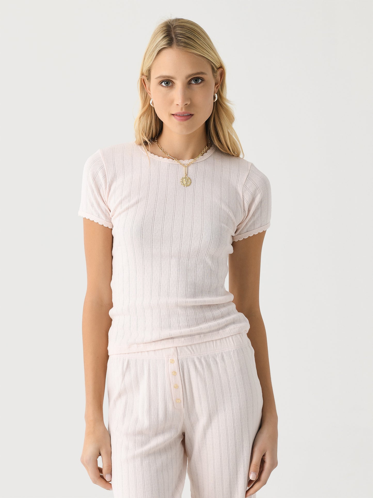 Leset Women's Pointelle Slim Fit Tee - Saint Bernard