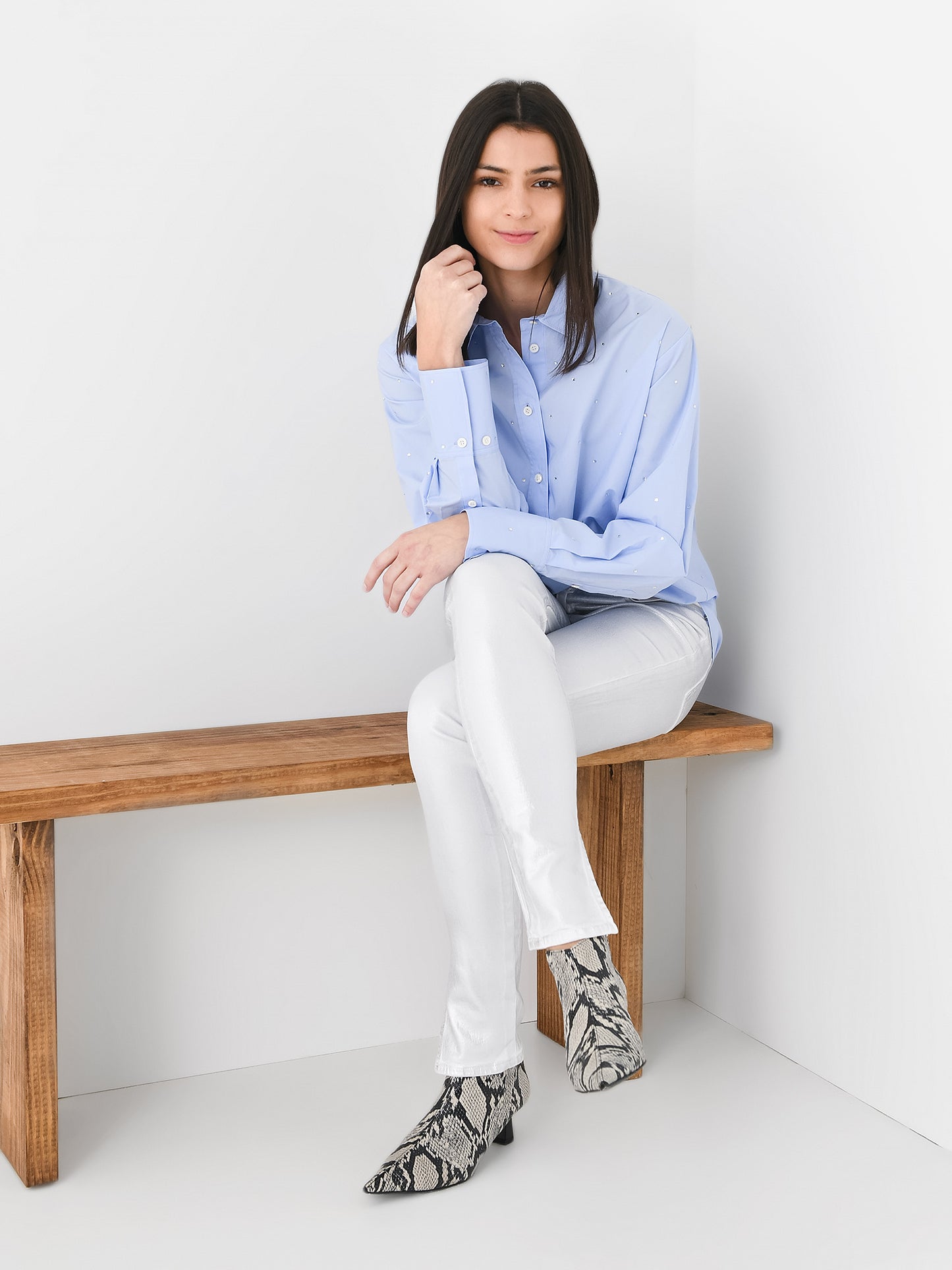 Frame Women's The Oversized Rhinestone Shirt - Saint Bernard