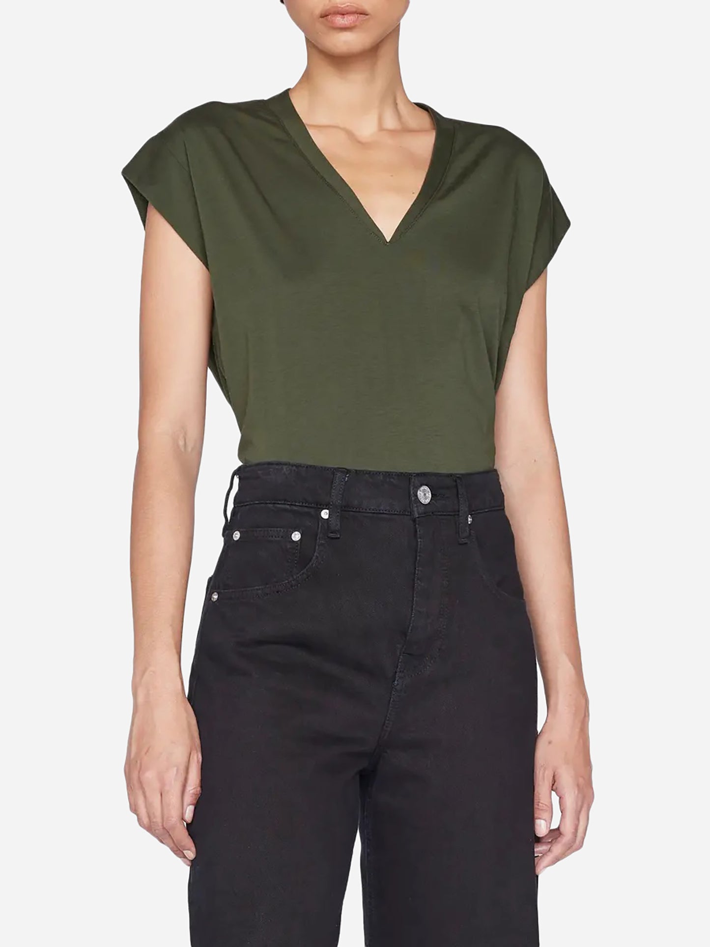 Frame Women's Le Mid Rise V-Neck Tee - Saint Bernard