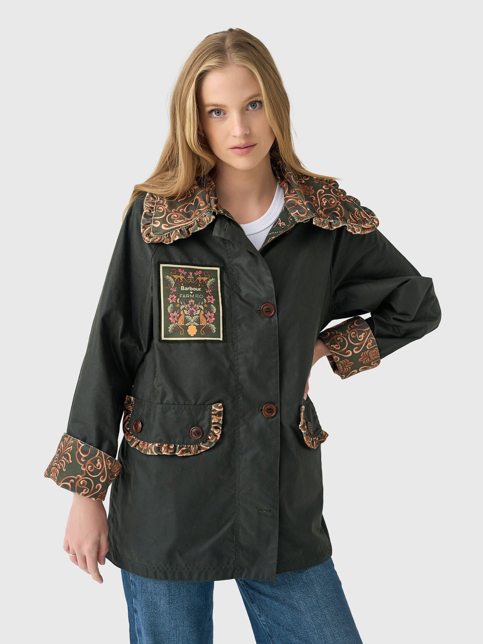 Barbour Women's X Farm Rio Maria-Clara Waxed Jacket – Saint Bernard