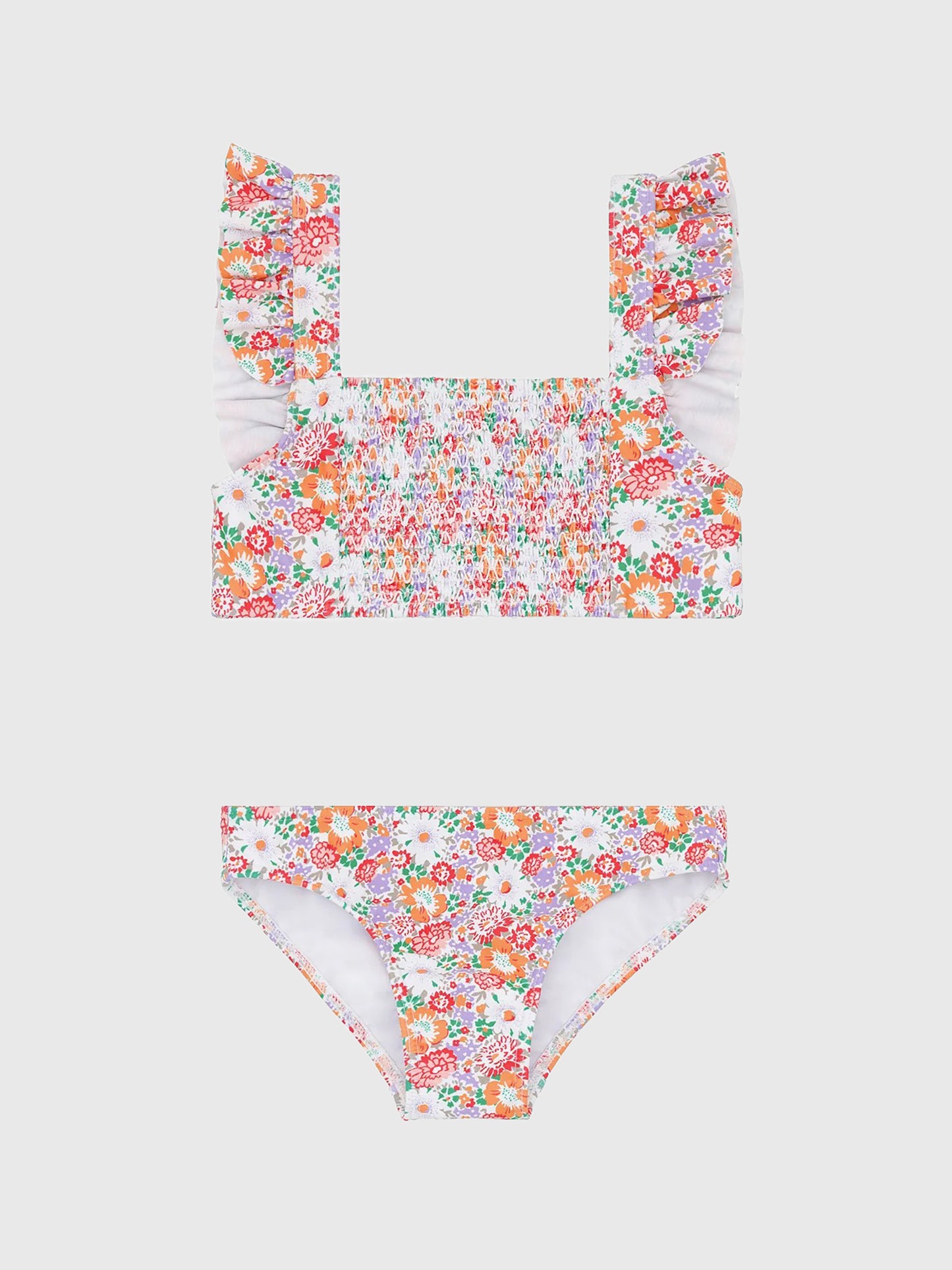 Minnow Girls' Smocked Ruffle Strap Bikini Set - Saint Bernard