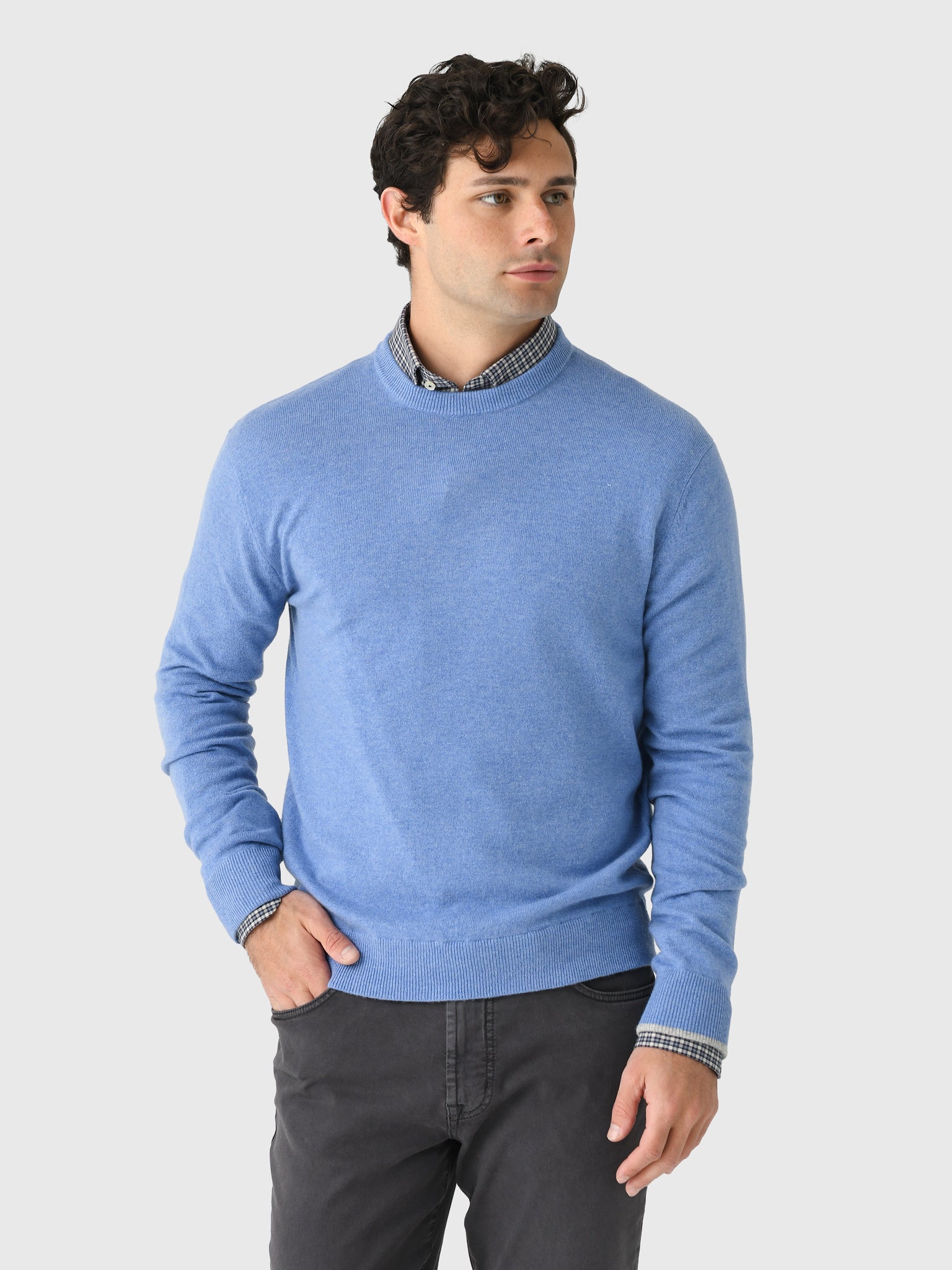 STONE  Blueセーター Greyson Men's Tomahawk Cashmere Crewneck Sweater – Saint Bernard