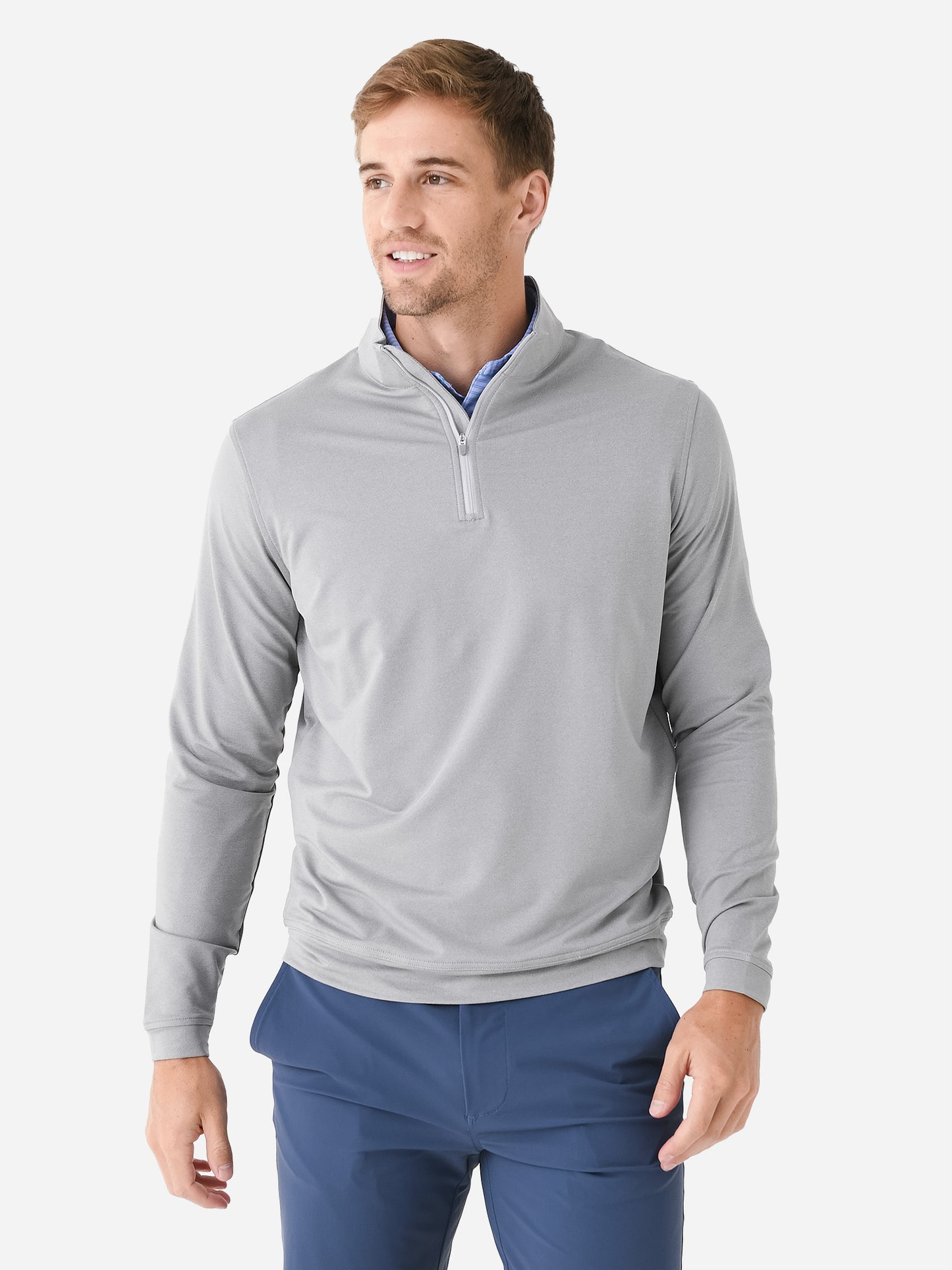 Peter Millar Crown Sport Men's Perth Performance Melange Quarter-Zip - Saint Bernard