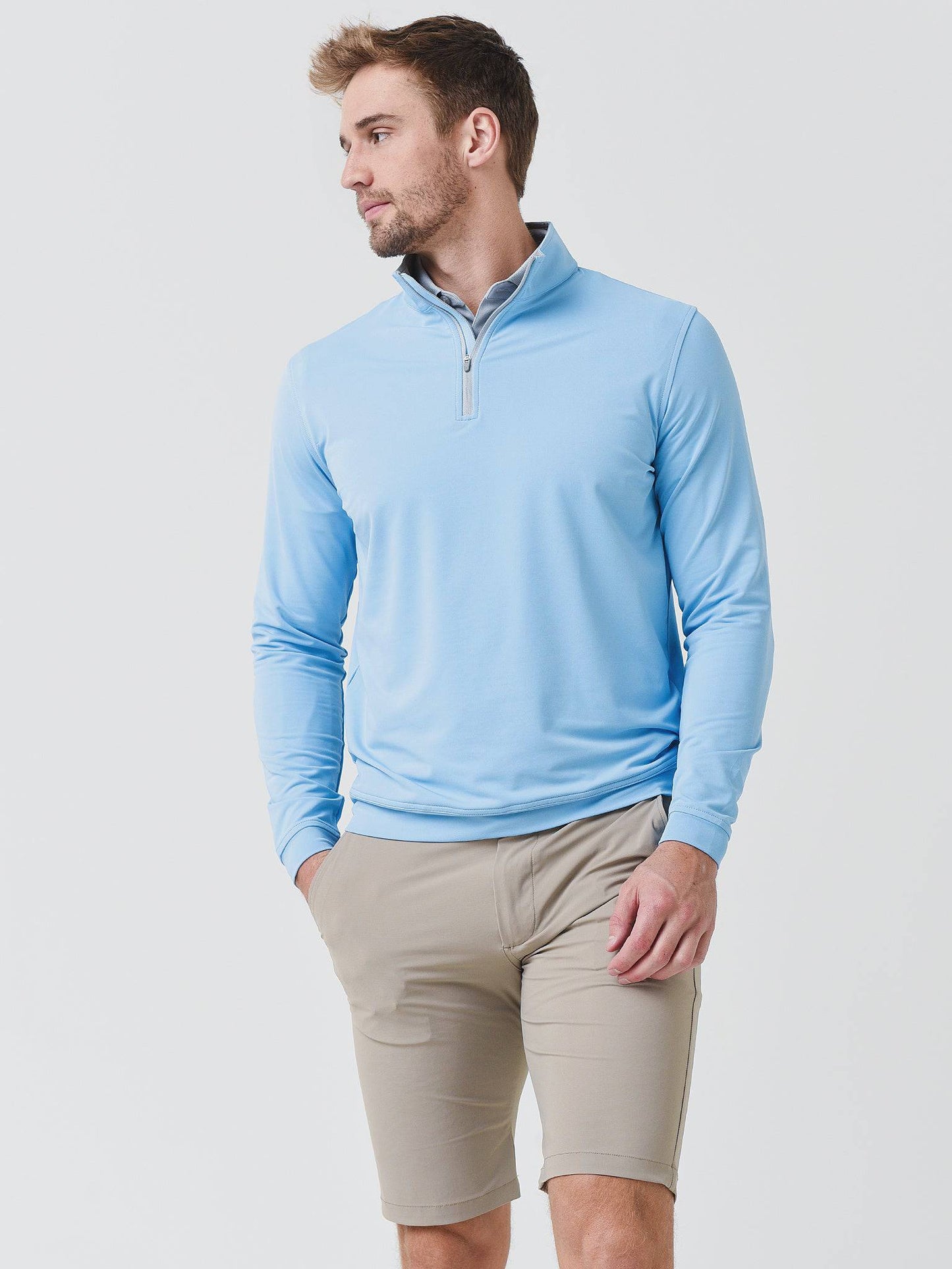 Peter Millar Crown Sport Men's Perth Stretch Loop Terry Quarter-Zip - Saint Bernard