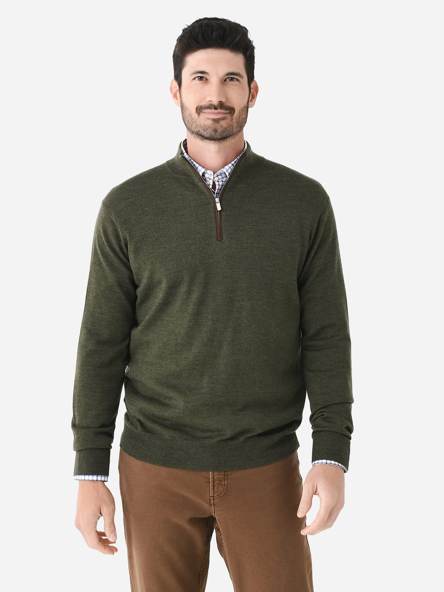 Peter Millar Crown Men's Autumn Crest Suede Trim Quarter-Zip - Saint Bernard