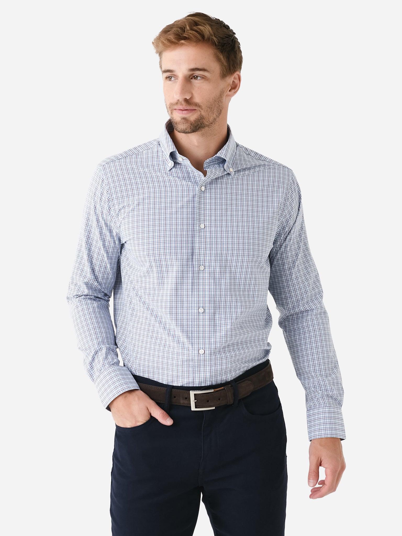 Peter Millar Crown Crafted Men's Fitch Performance Poplin Sport Shirt Peter Millar Crown Crafted Men's Fitch Performance Poplin Sport Shirt