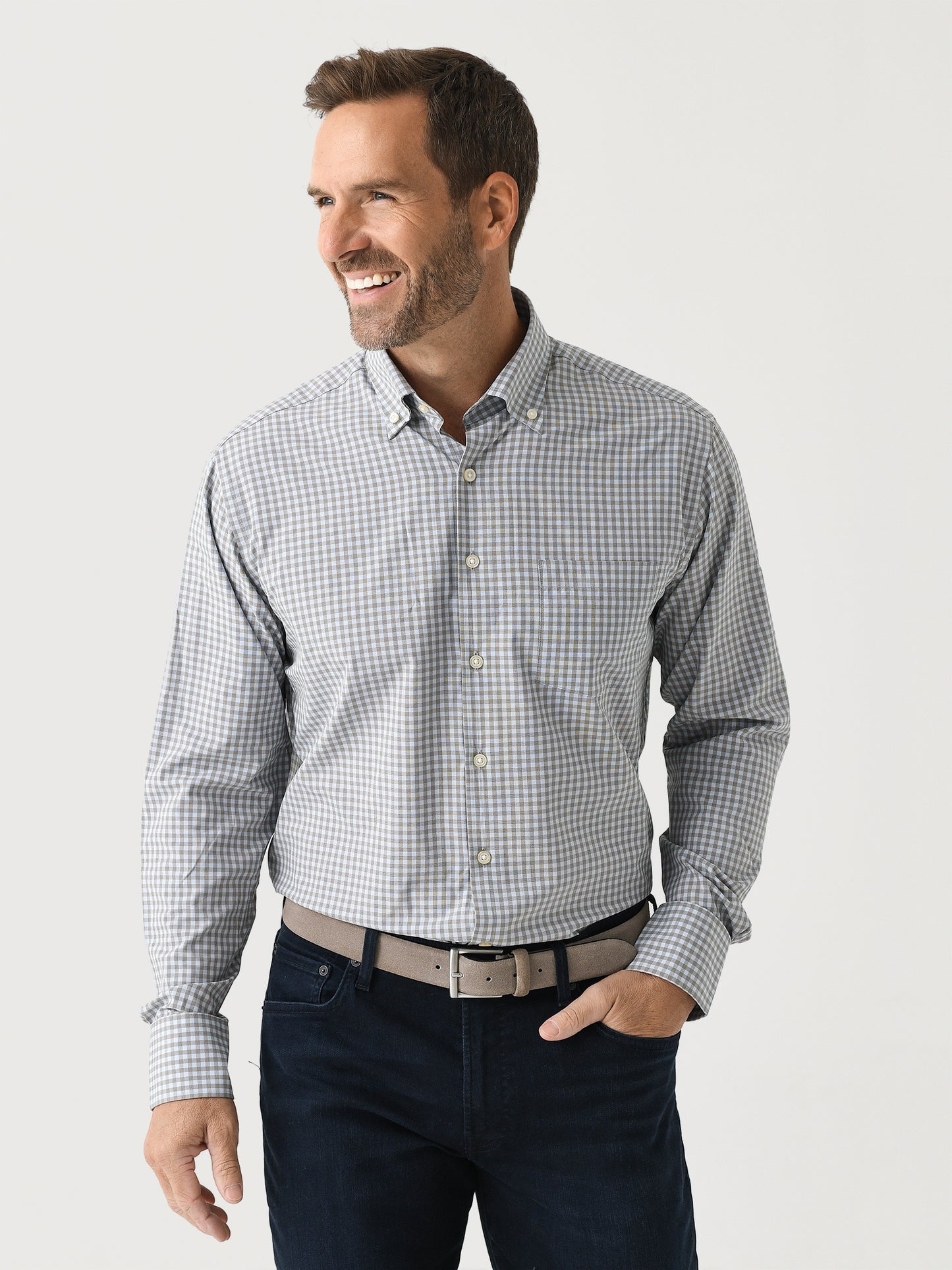 Peter Millar Crown Men's Murray Performance Poplin Sport Shirt - Saint Bernard