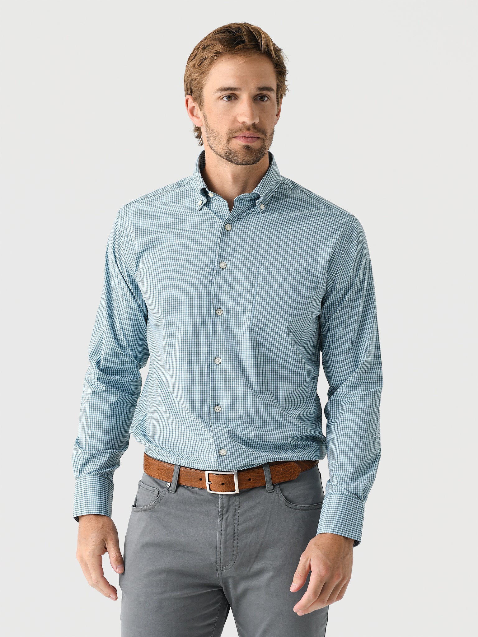 Peter Millar Men's Lewis Performance Twill Sport Shirt - Windsor Blue