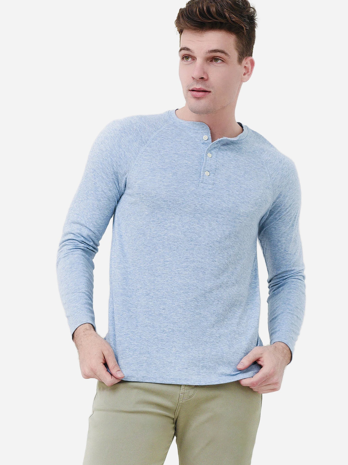 Faherty Brand Men's Cloud Long-Sleeve Henley - Saint Bernard