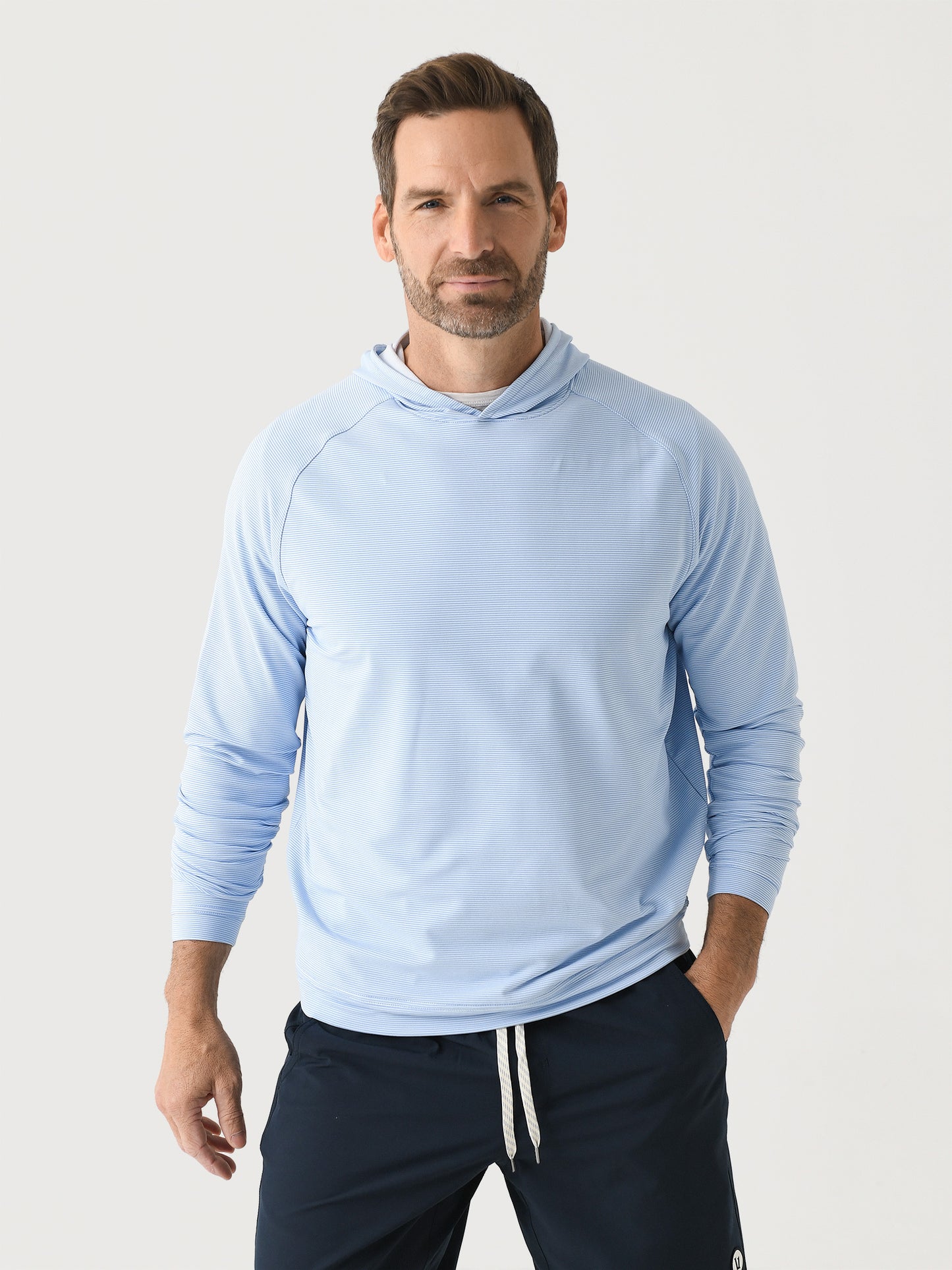 Peter Millar Crown Sport Men's Pine Sugar Stripe Performance Hoodie - Saint Bernard