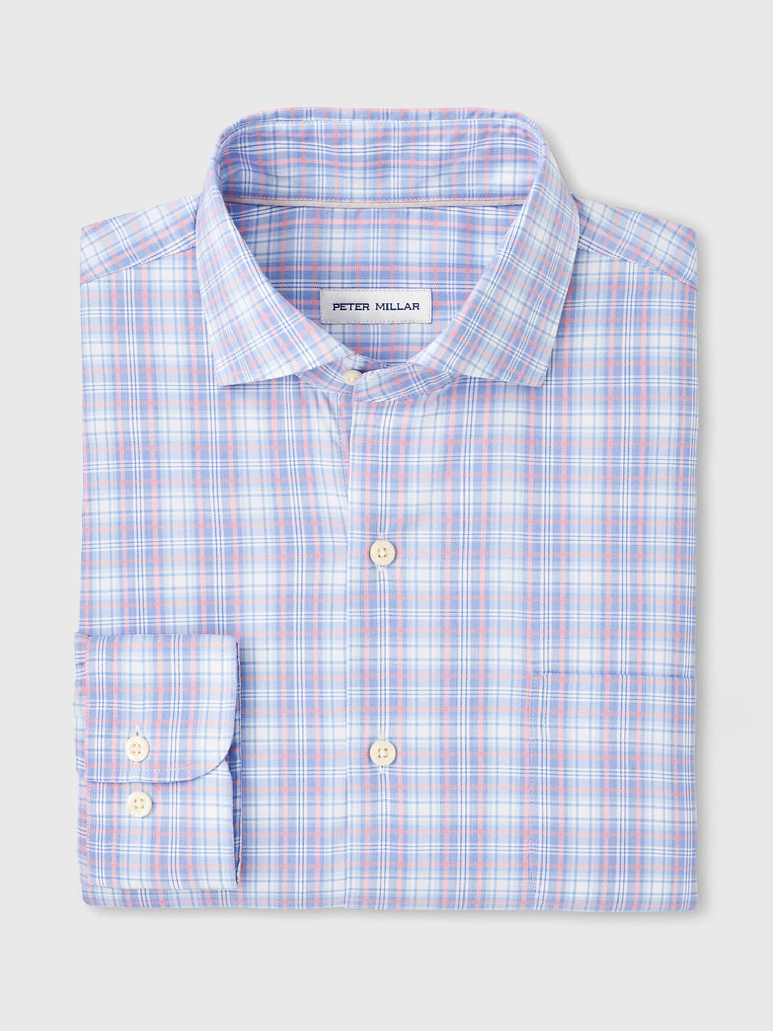 Peter Millar Men's Cannon Crown Lite Cotton-Stretch Sport Shirt - Evening Tide main image 1