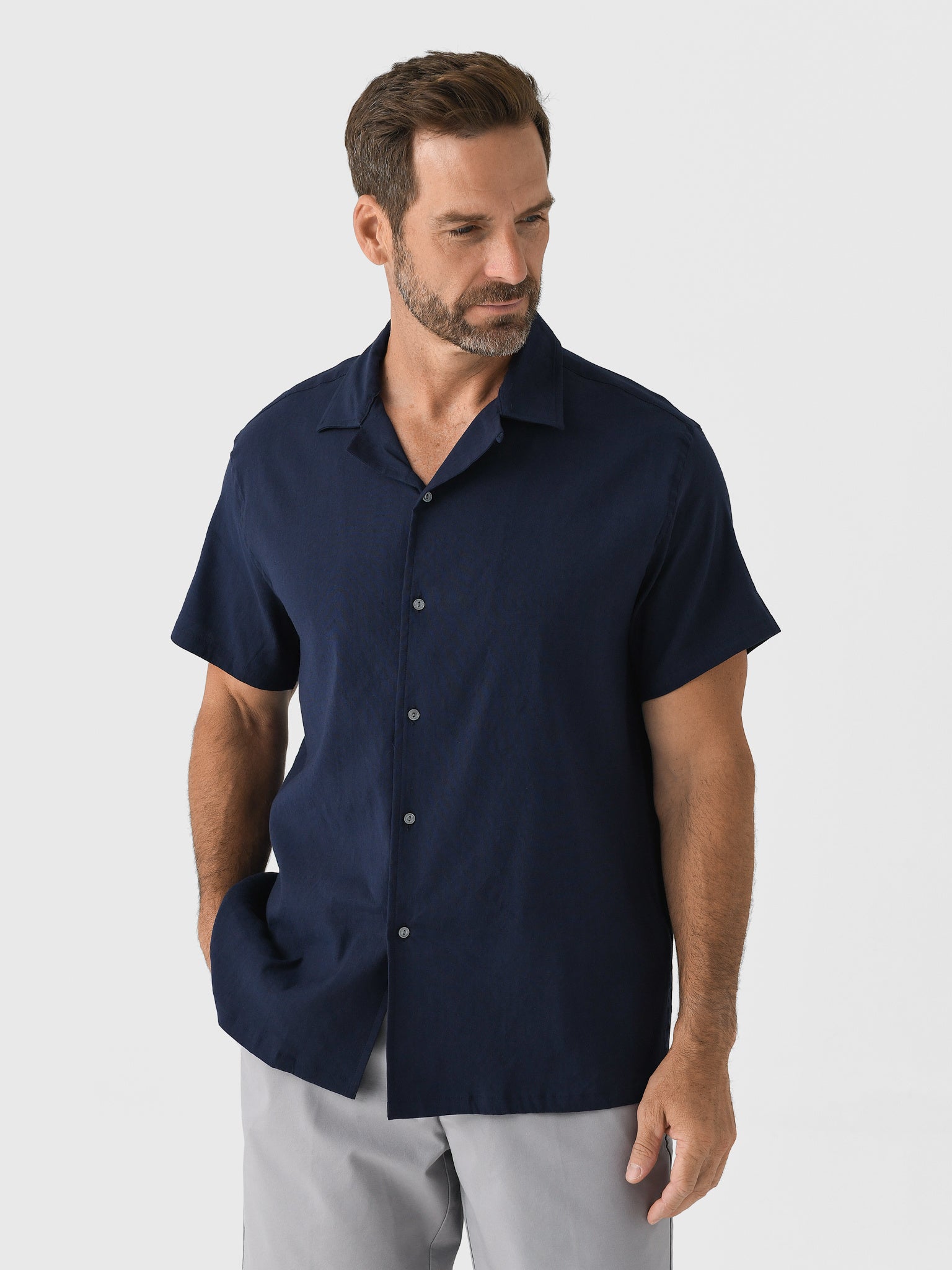 knee length dresses for ladies Men's Gaston Camp Shirt in Blue, Size 2XL by Greyson Clothiers