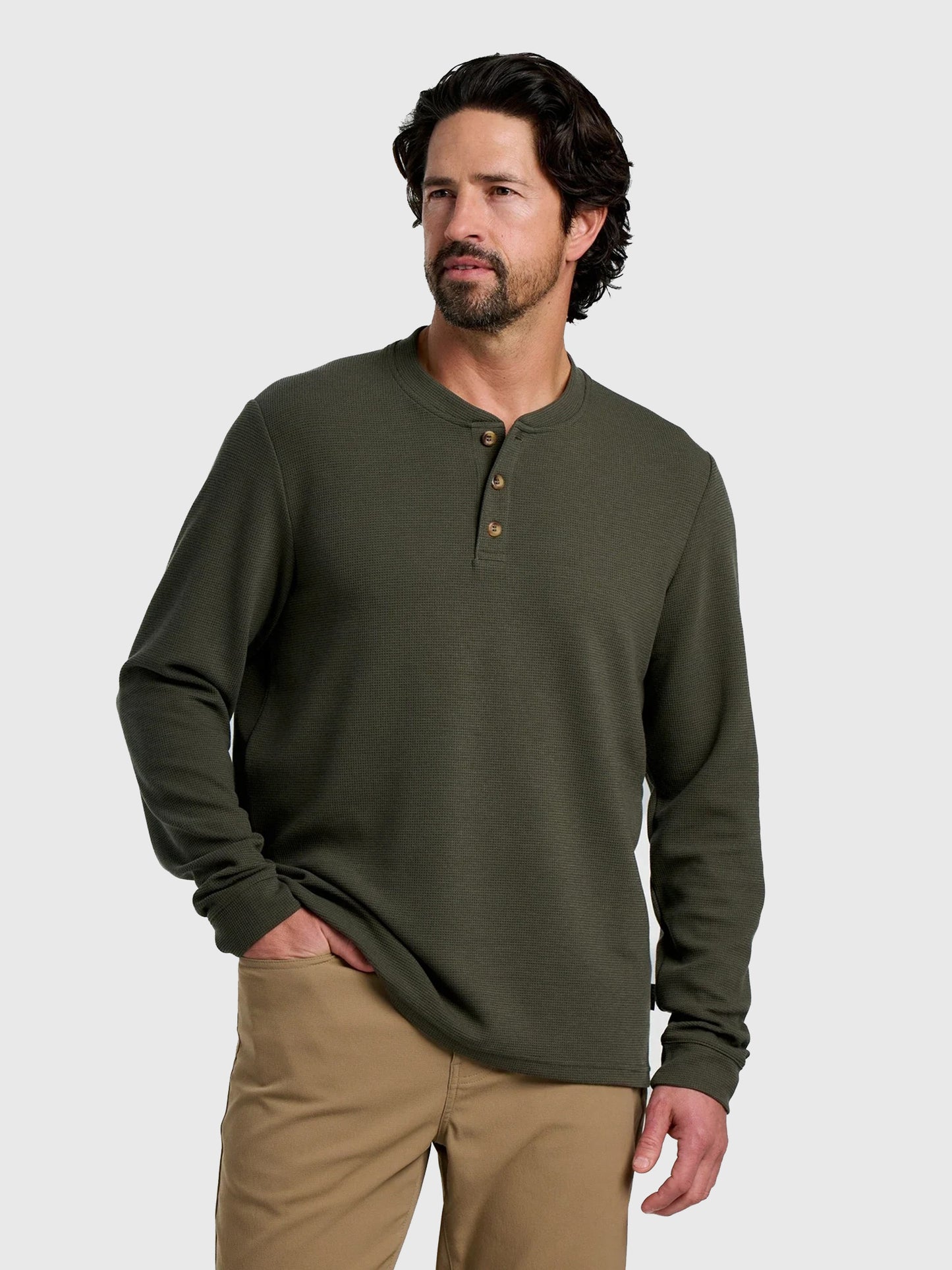 Free Fly Men's Waffle Long Sleeve Henley - Saint Bernard