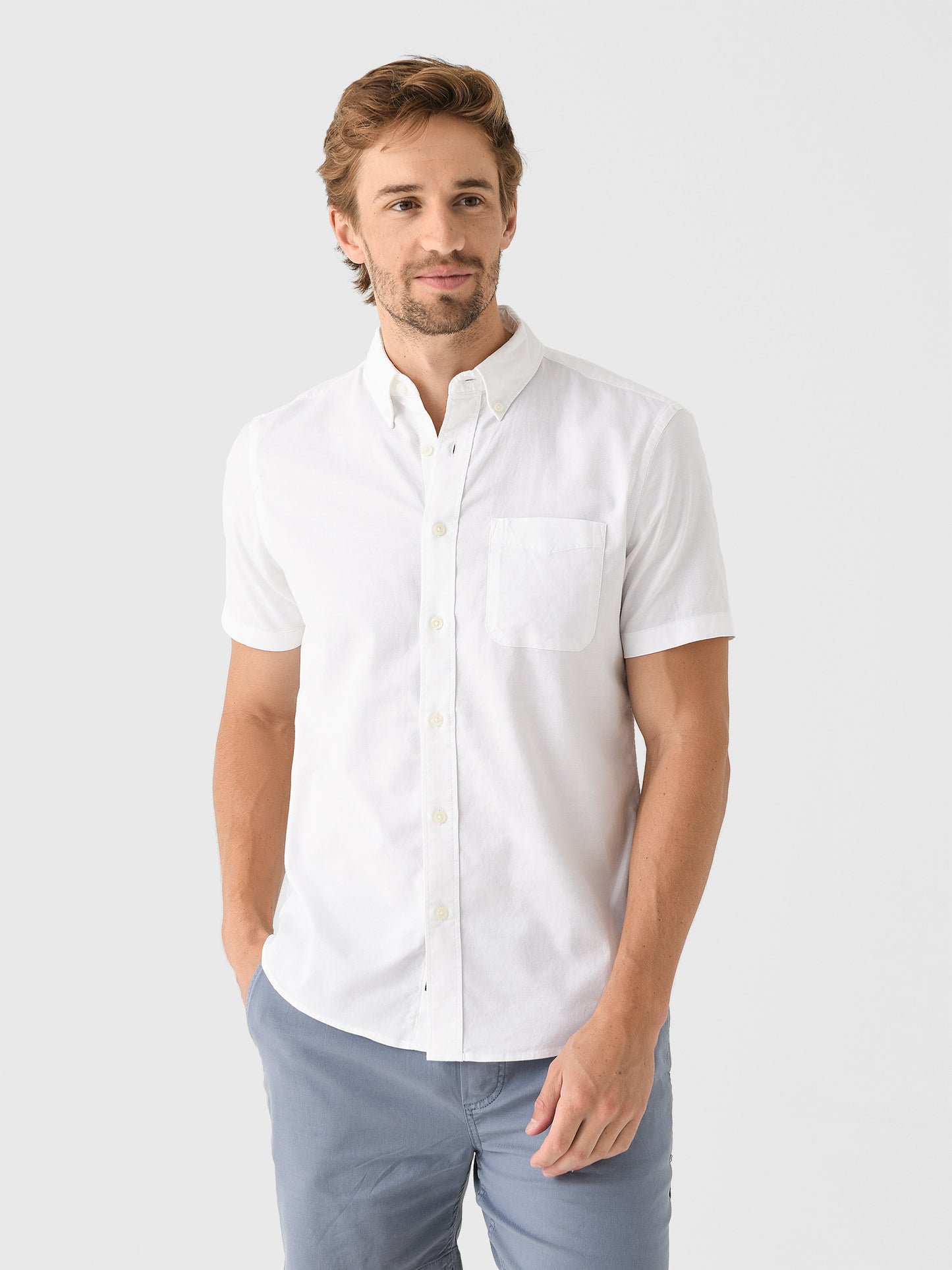 Faherty Brand Men's Short Sleeve Supima Oxford Shirt - Saint Bernard