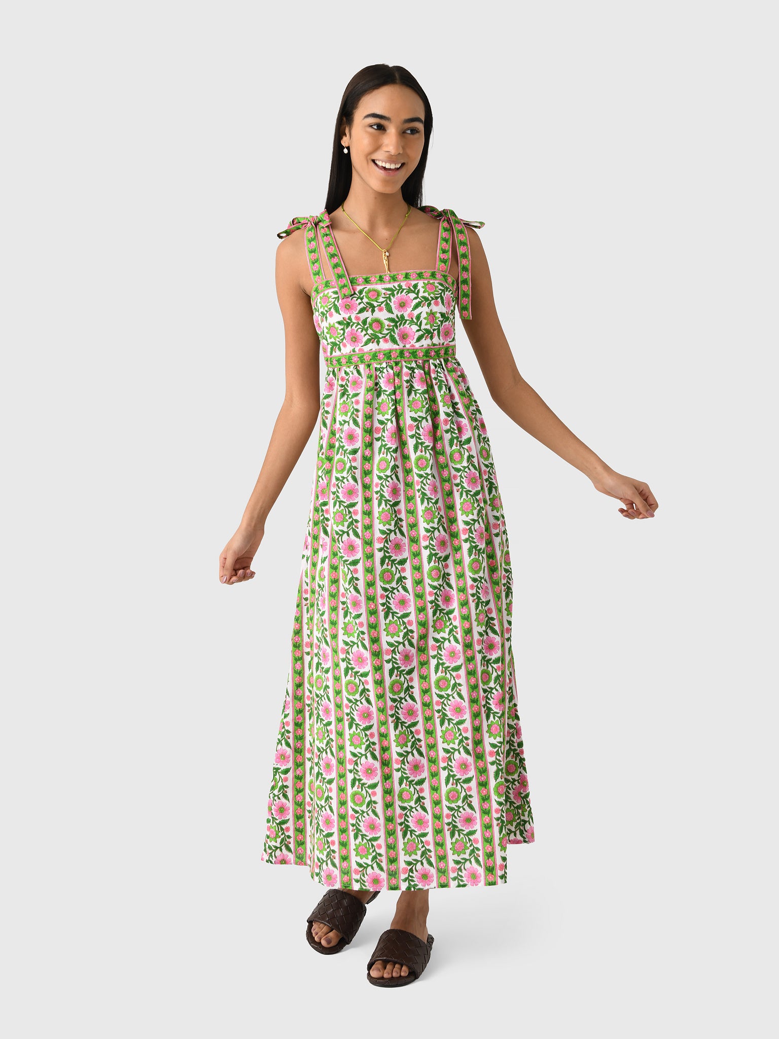 pink city prints green dress Pink City Prints Women's Mykonos Dress