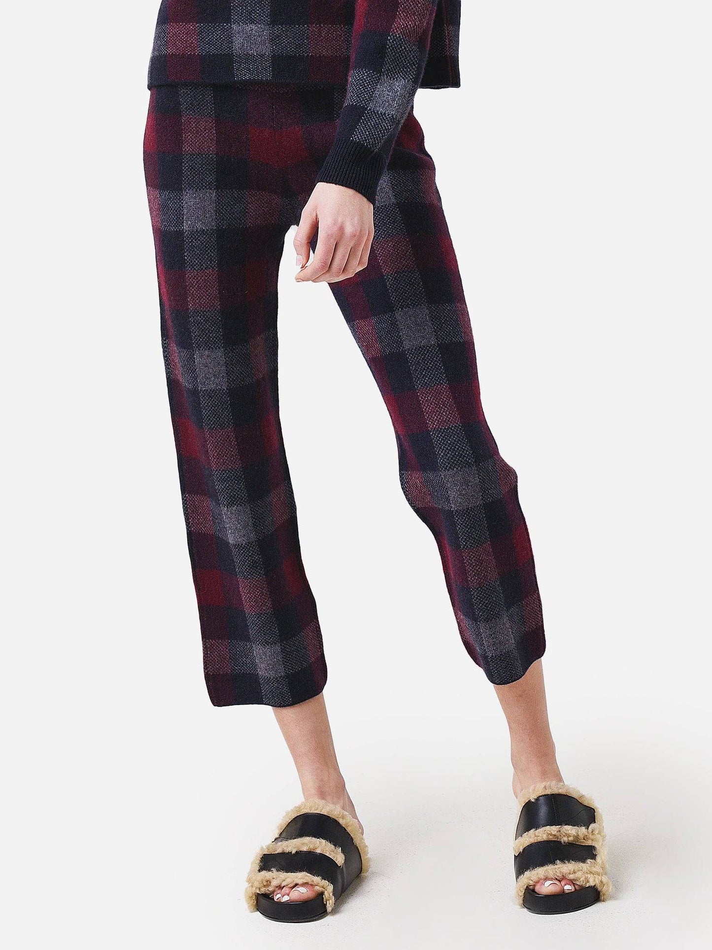 Naadam Cashmere Women's Cashmere Checkered Jacquard Pant - Saint Bernard