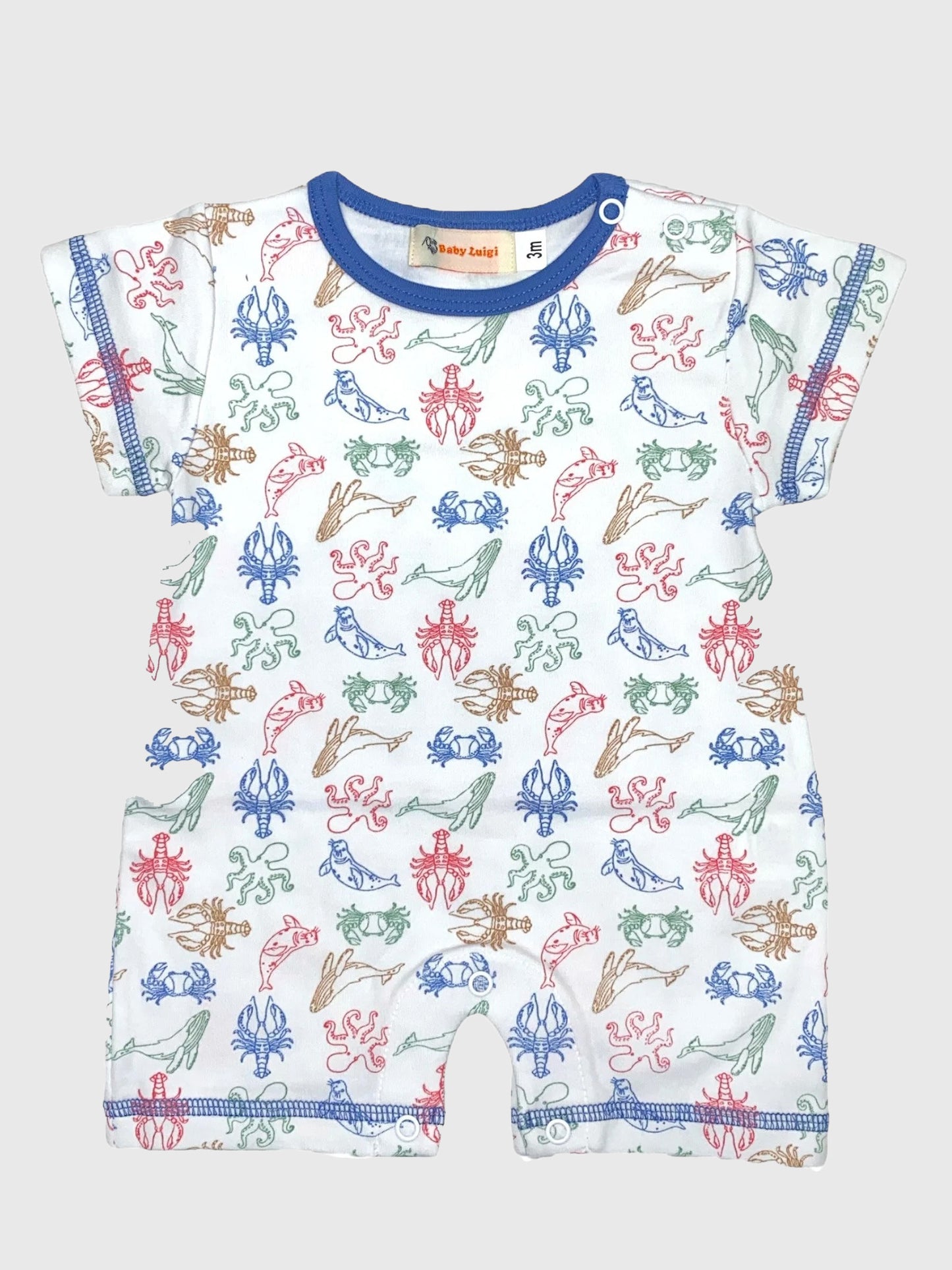 Luigi Baby Boys' Sea Life Print Romper - Saint Bernard