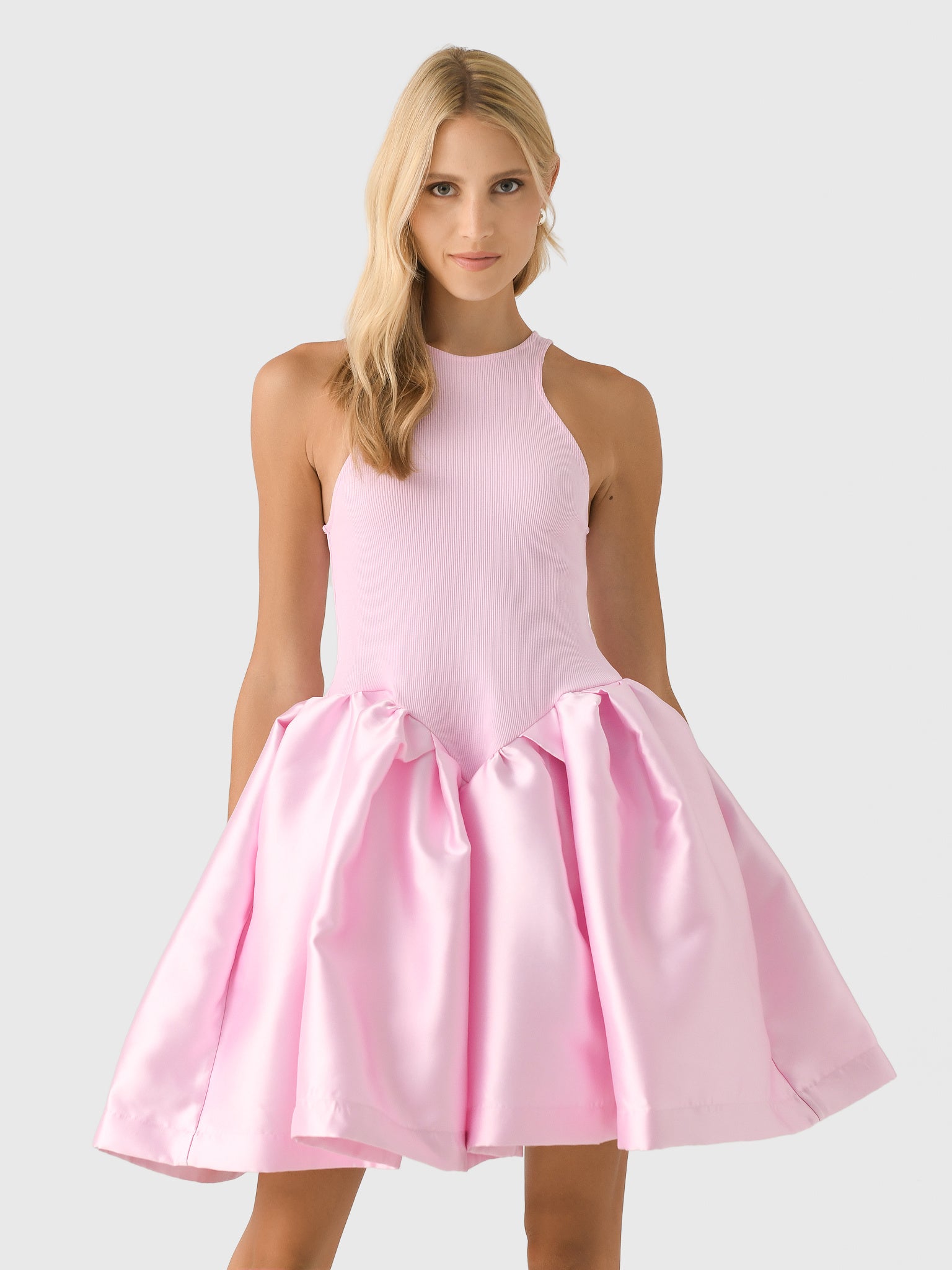 Marques Almeida Women's Tank Top Scooped Mini Dress, Pink, Polyester/Cotton/Elastane | Size: XL