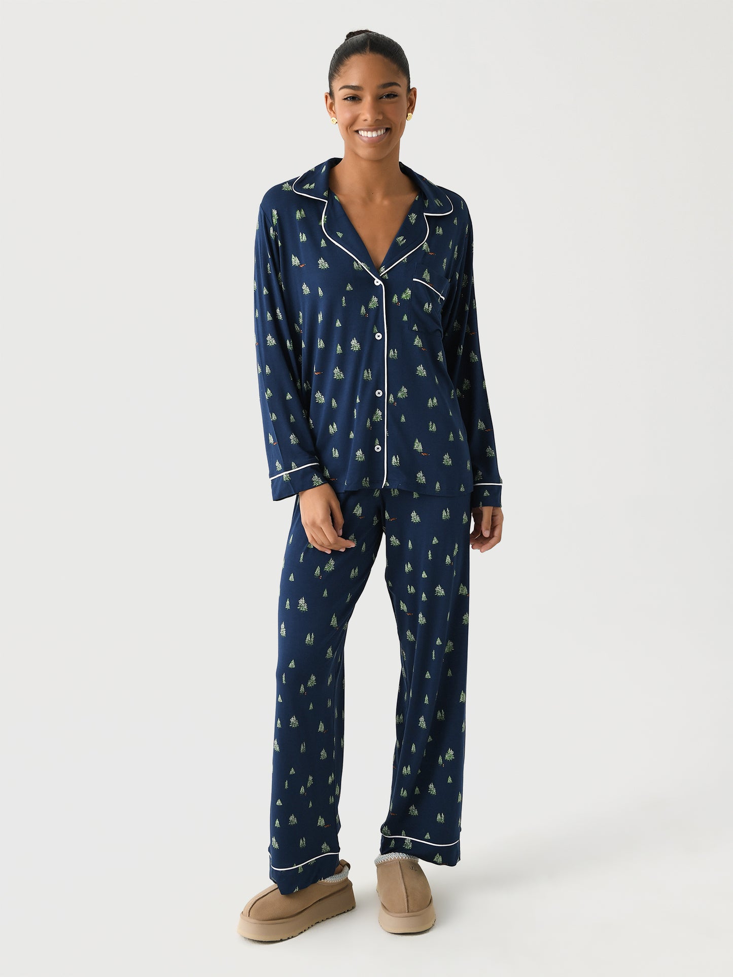 Eberjey Women's Gisele Printed Long Pajama Set - Saint Bernard