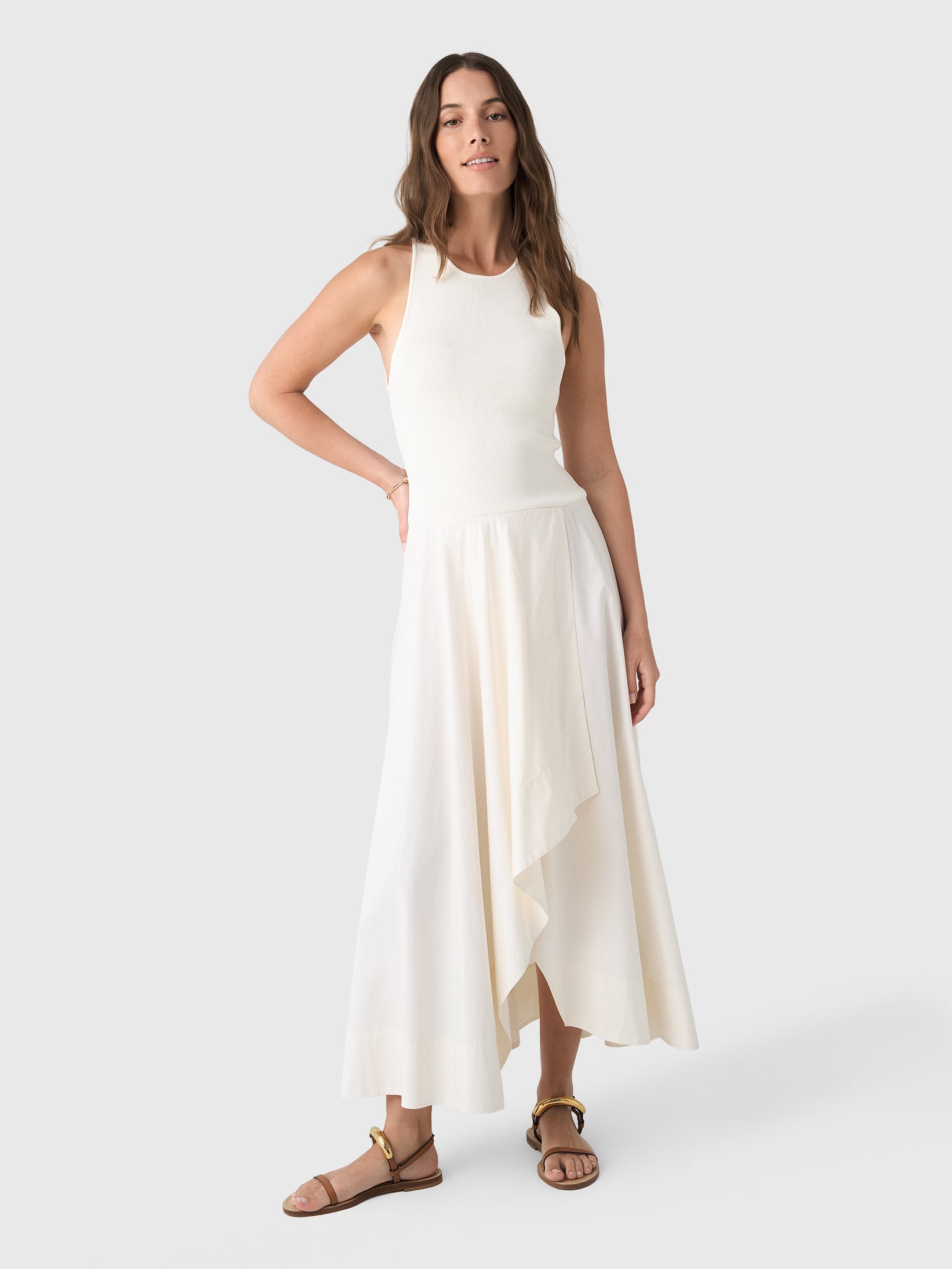 st agni asymmetric dress St. Women's Knit Bodice Asymm Dress, Ecru, Polyester/Cotton | Size: Small Color: Navy Blue