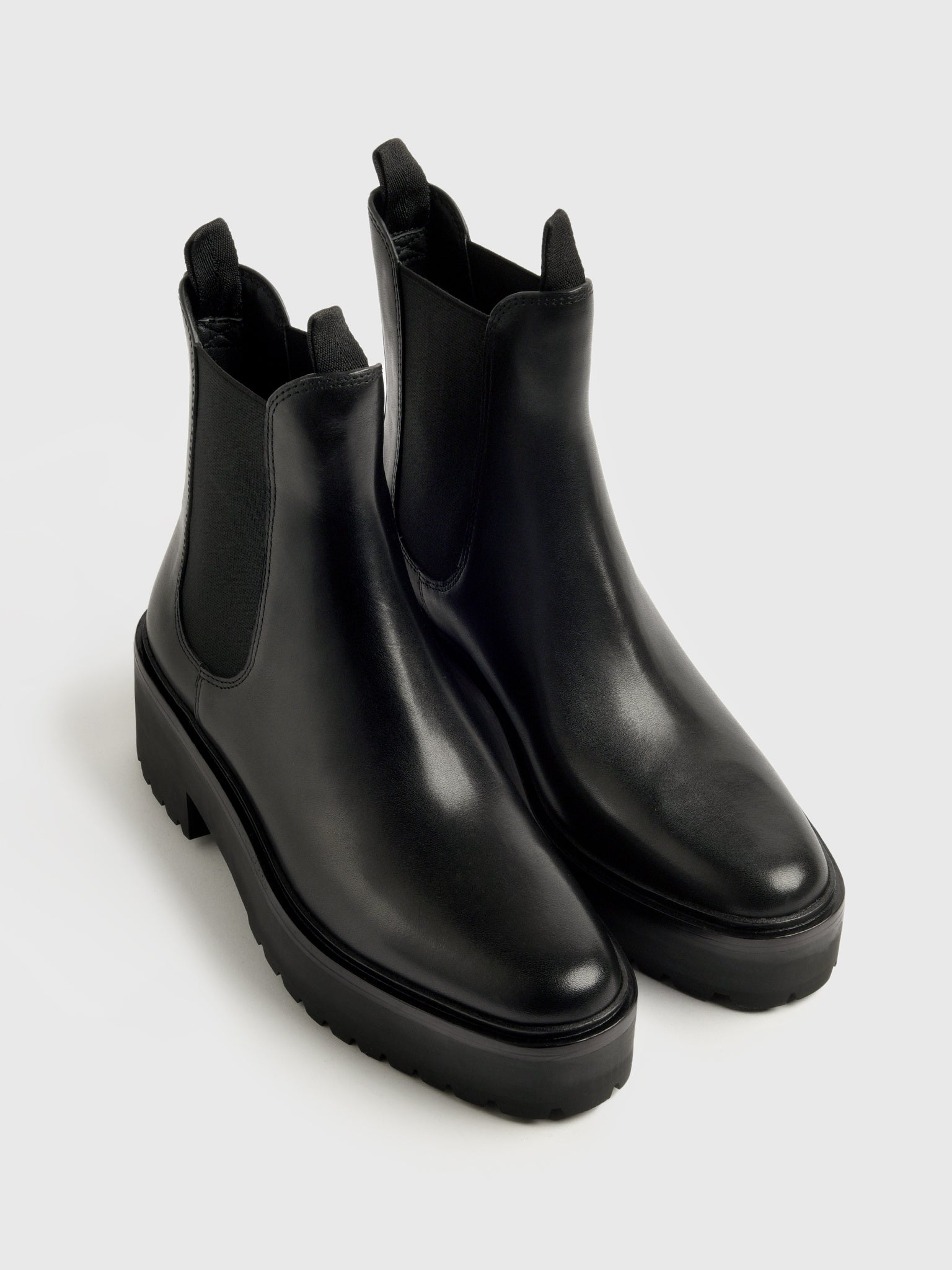 Women’s Black Leather Chelsea Lug Boots - Classic Pull-On Style 194041513_0057.jpg main image 3