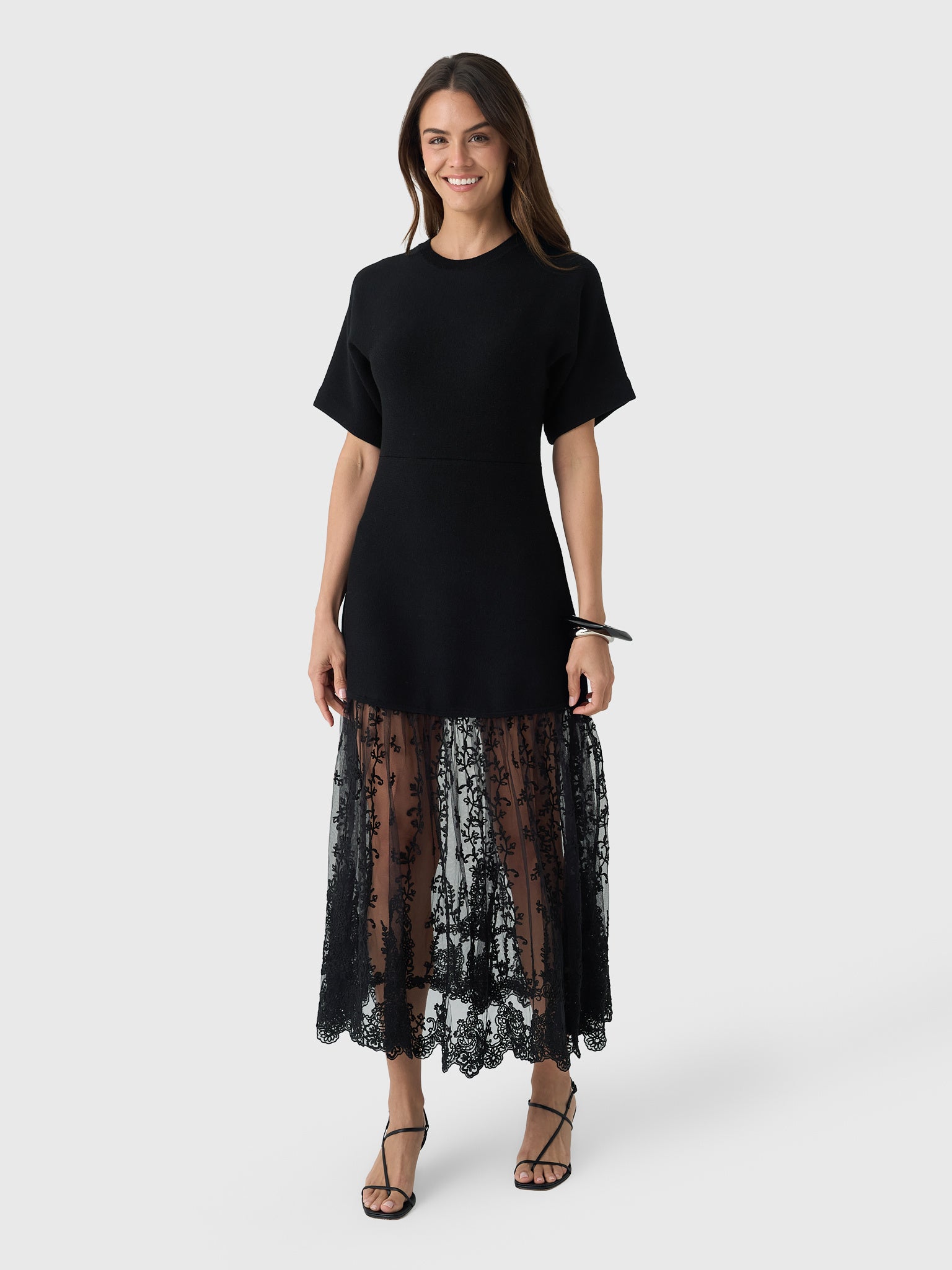 Sea Women's Diane Knit Lace Dress - Black - Size L
