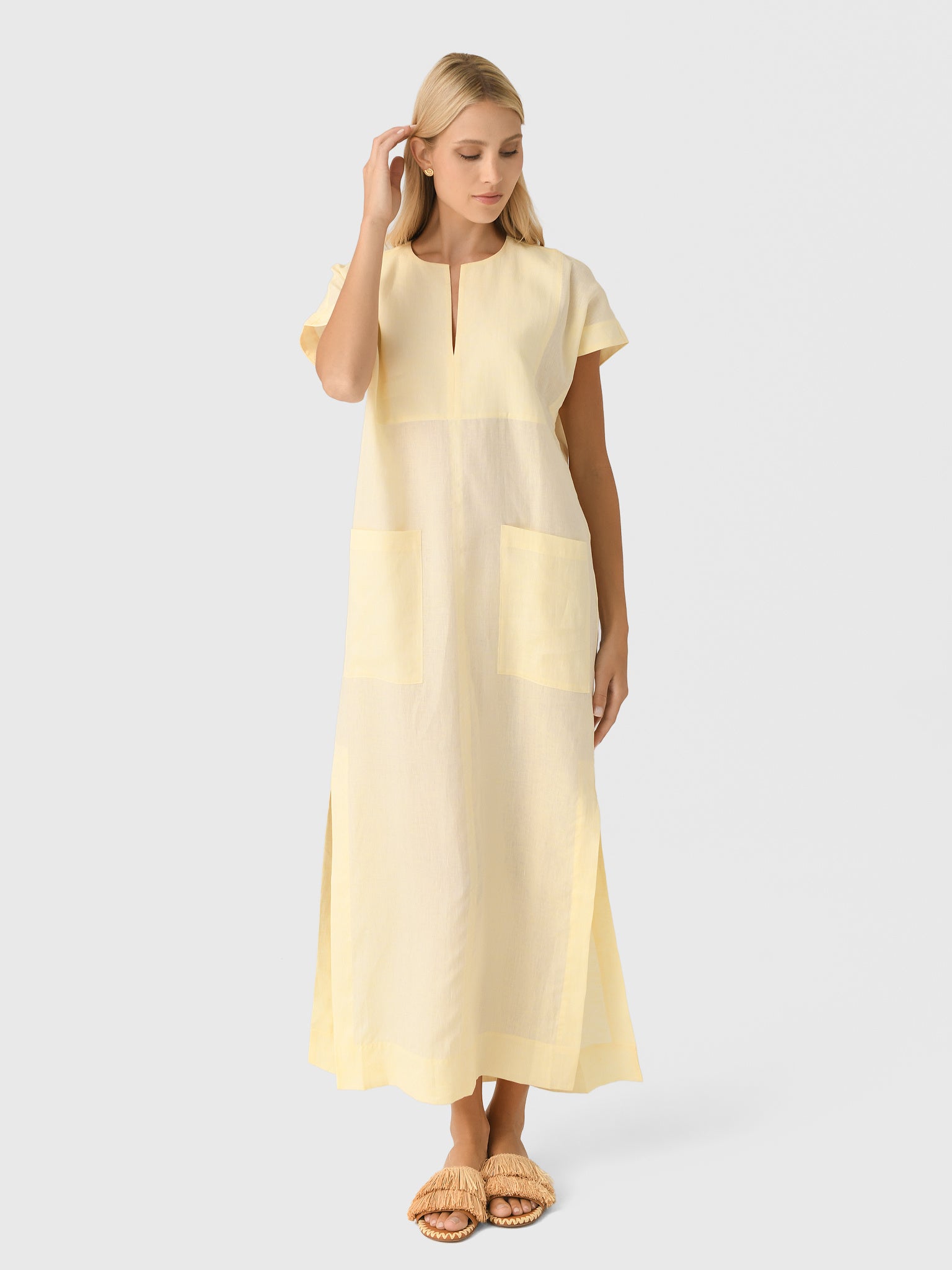 Bondi Born Women's Leiden Universal Tunic Dress, Lemon, Linen | Size: Medium