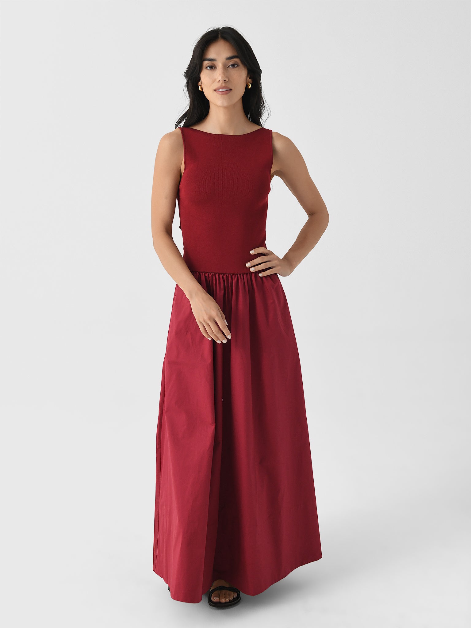 St. Agni Bateau Cut Out Maxi Dress - Berry St. Agni Bateau Cut Out Maxi Dress - Berry