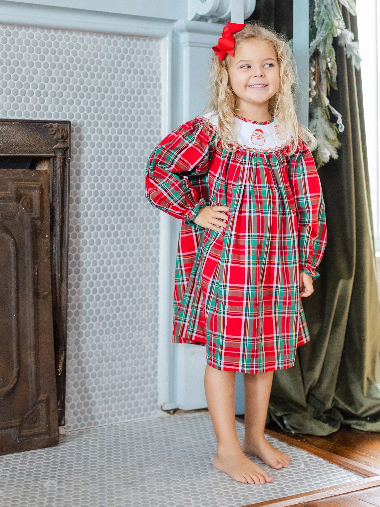 Poppy Kids Co Girls Santa Dress, Plaid | Size: 18M | St. Bernard Poppy Kids Co Girls Santa Dress, Plaid | Size: 18M | St. Bernard