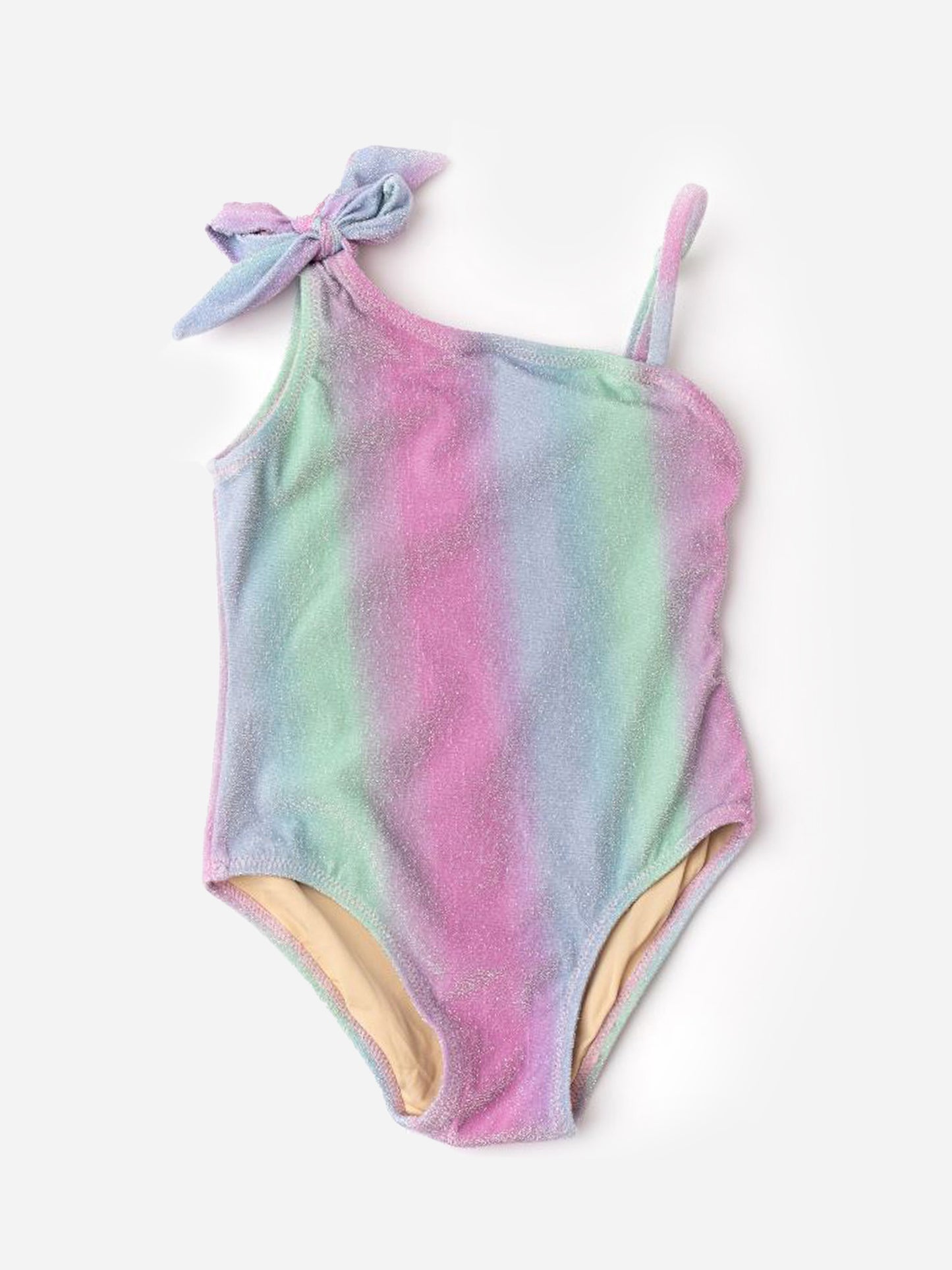 Shade Critters Girls' Shimmer Bunny Tie One Shoulder One-Piece Swimsuit - Saint Bernard