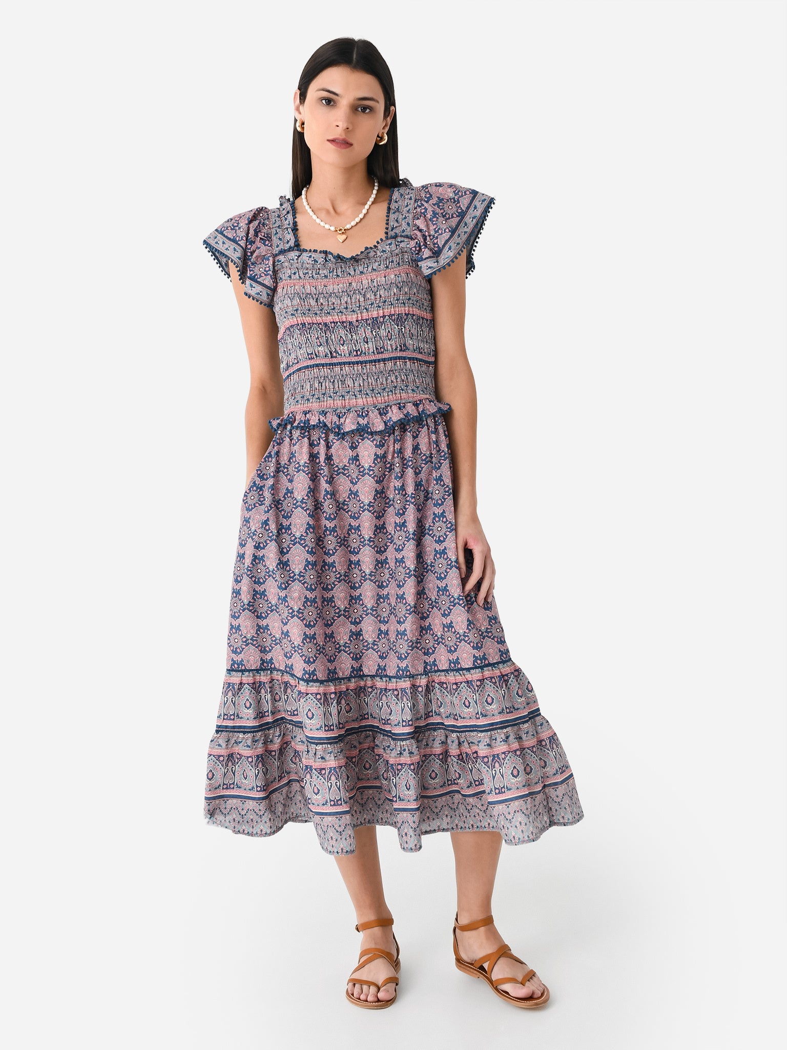 sea zippy smocked midi dress Sea Smocked Midi Dress
