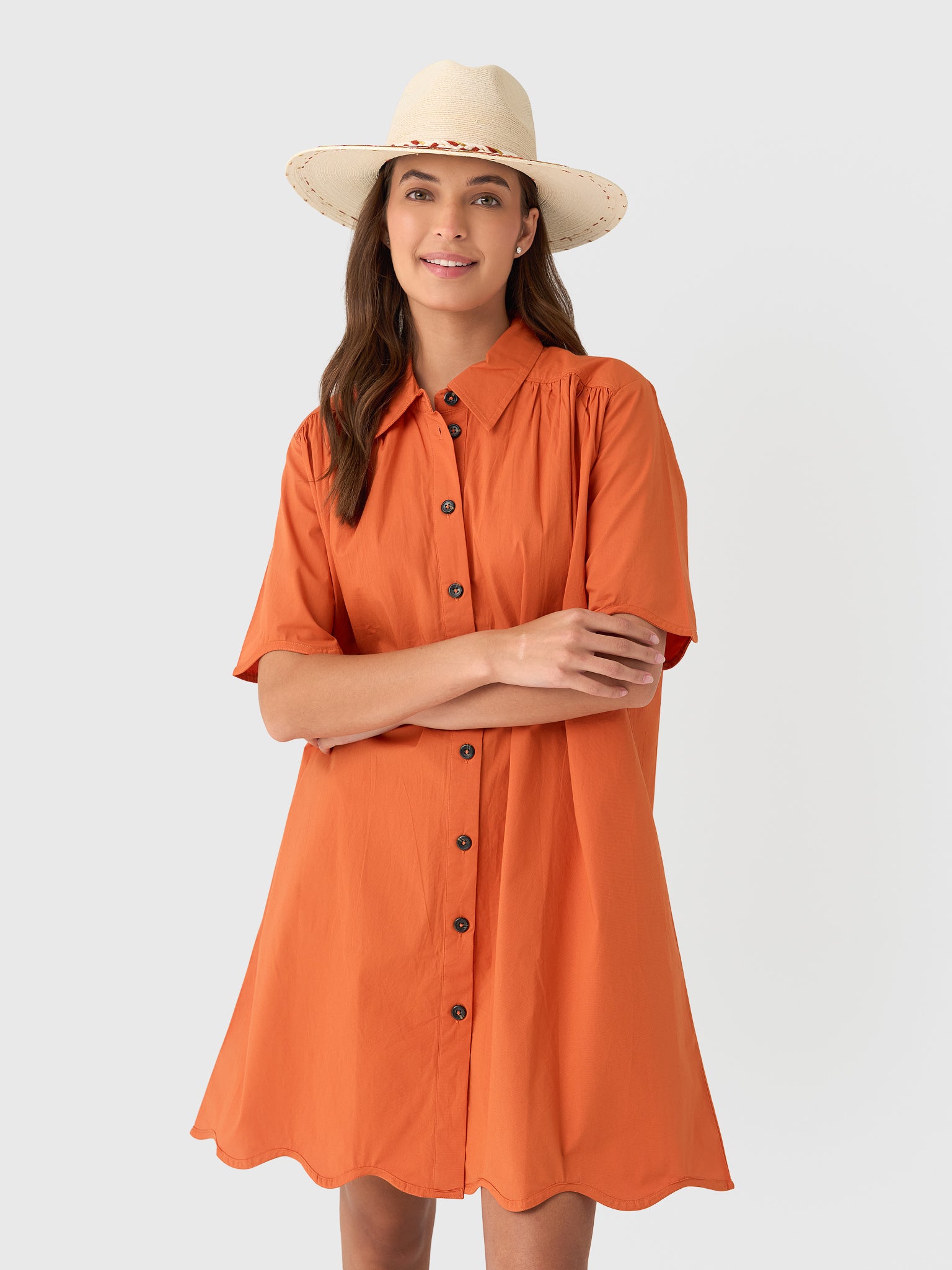 Never A Wallflower Women's Megan Dress, Burnt Orange, Cotton | Size: XS | St. Bernard Never A Wallflower Women's Megan Dress, Burnt Orange, Cotton | Size: XS | St. Bernard